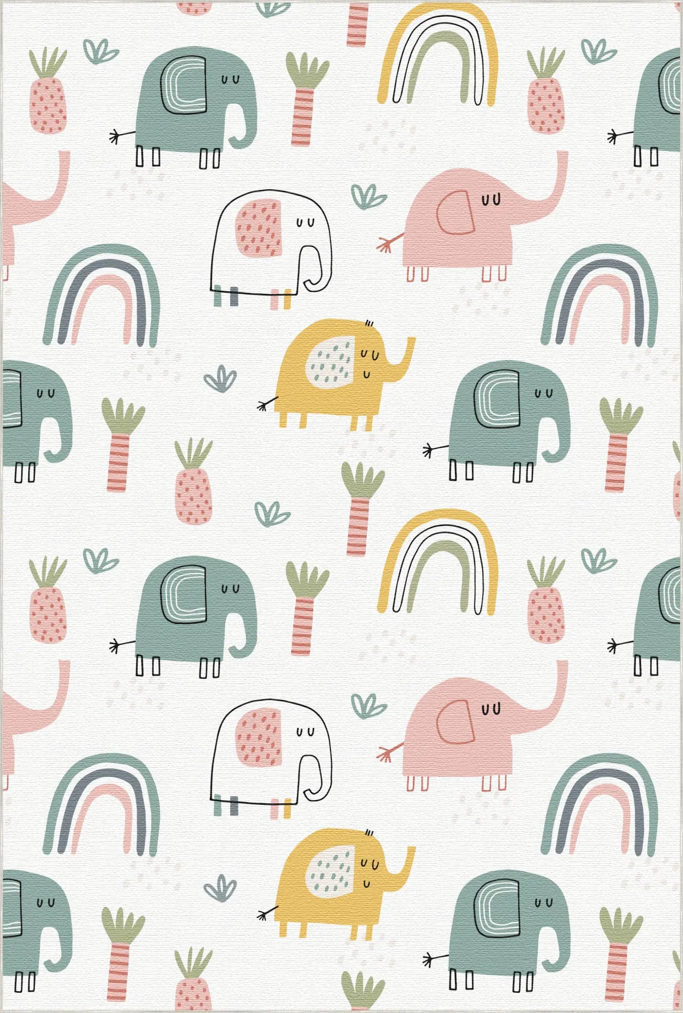 Waschbarer Boho Elefant Kinderzimmer Teppich