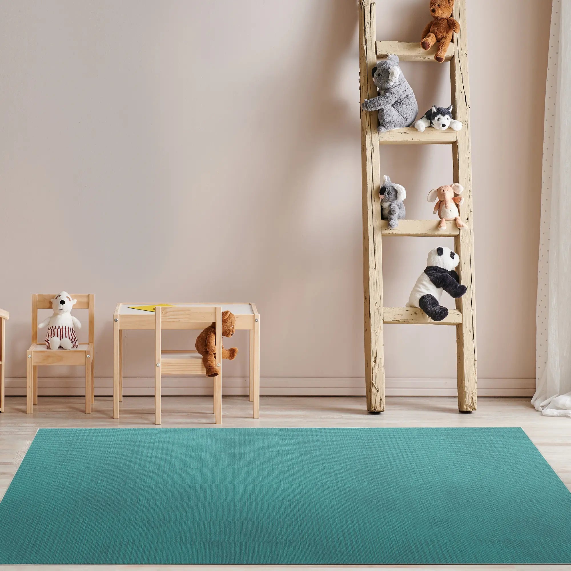 Waschbarer Strukturierter Türkiser Teppich