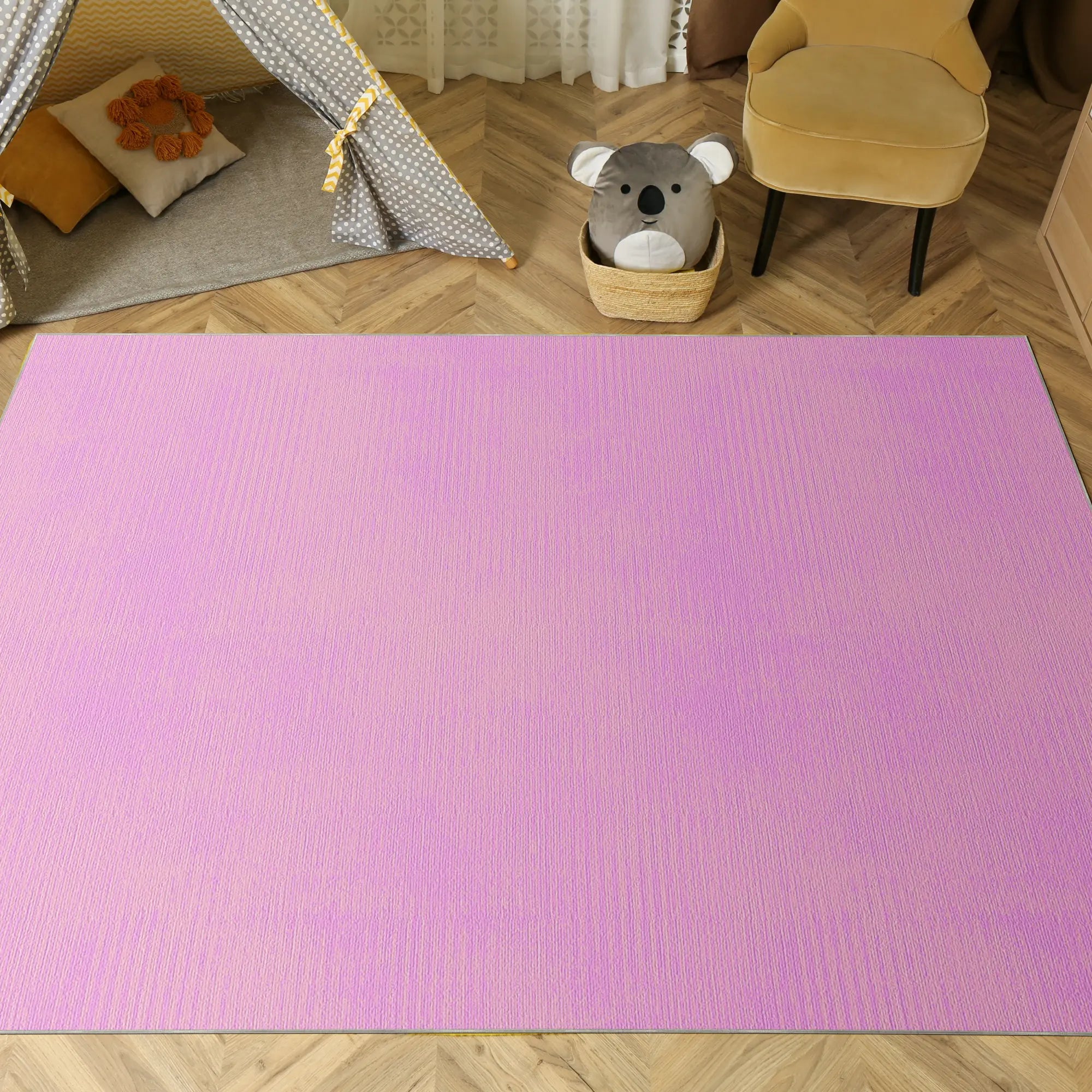 Waschbarer Strukturierter Fliederfarbener Teppich