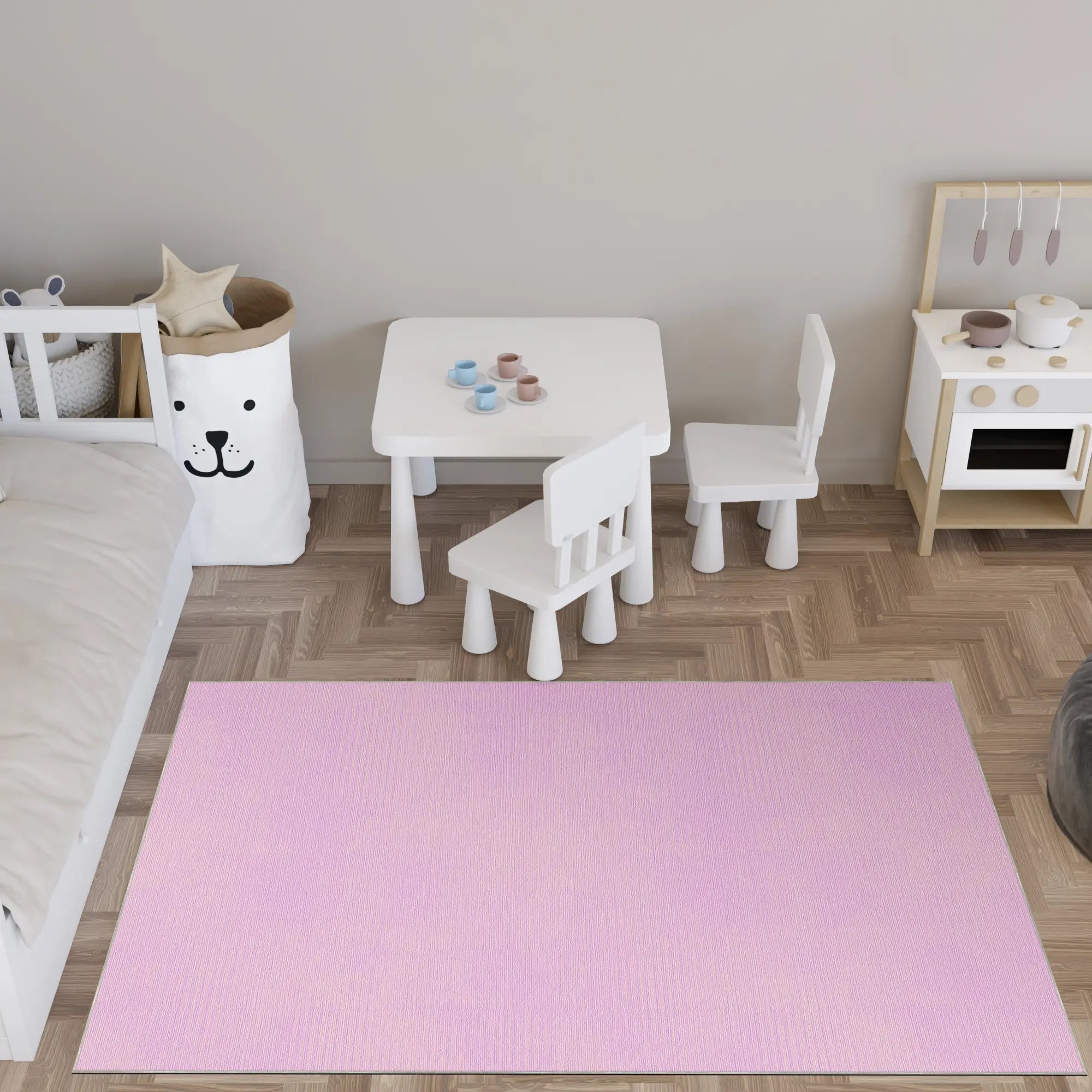 Waschbarer Strukturierter Fliederfarbener Teppich