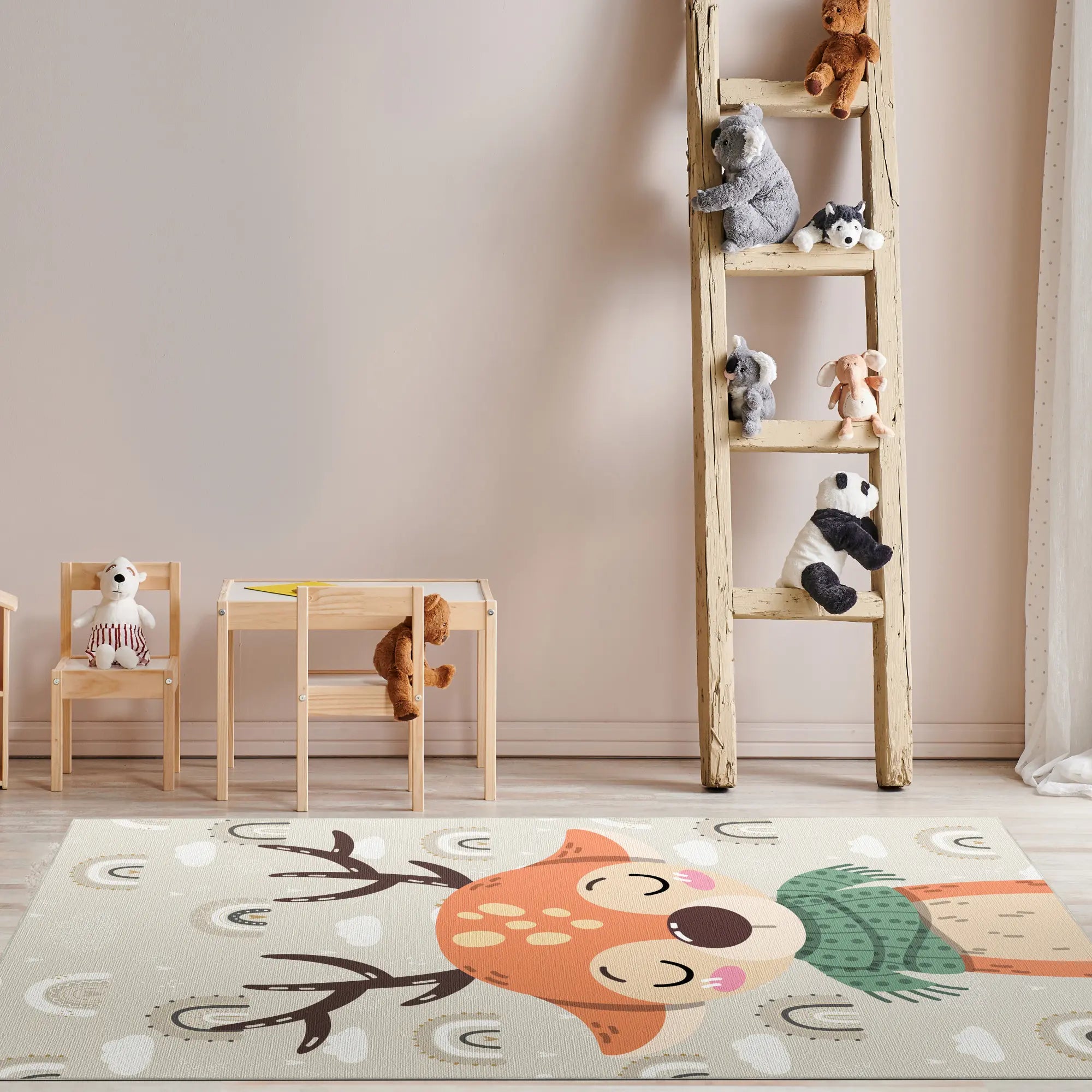 Niedlicher Reh Regenbogen Kinderzimmer Teppich