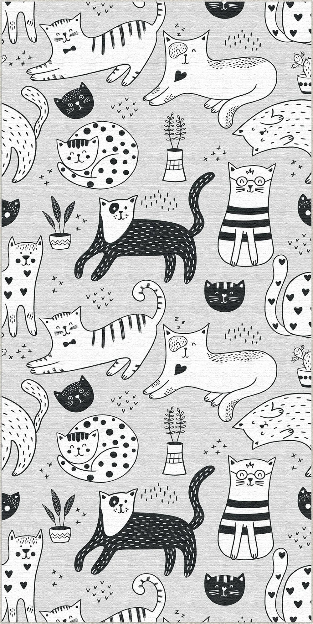 Waschbarer Kritzel Katzen Spielteppich