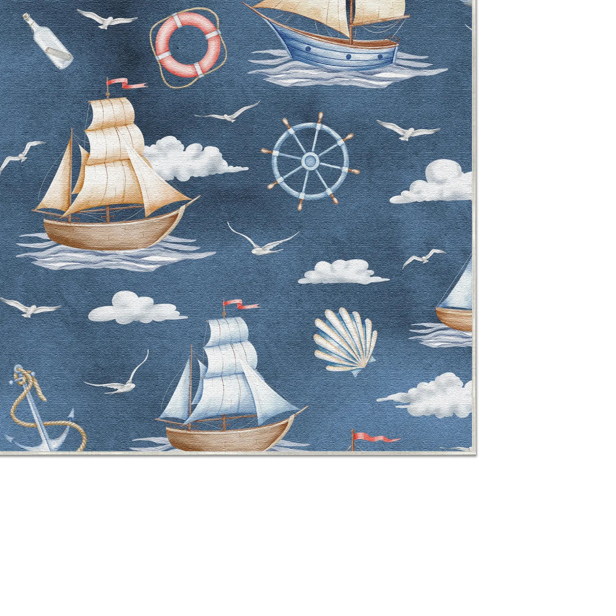 Aquarell Nautisch Große Schiffe Abenteuer Teppich