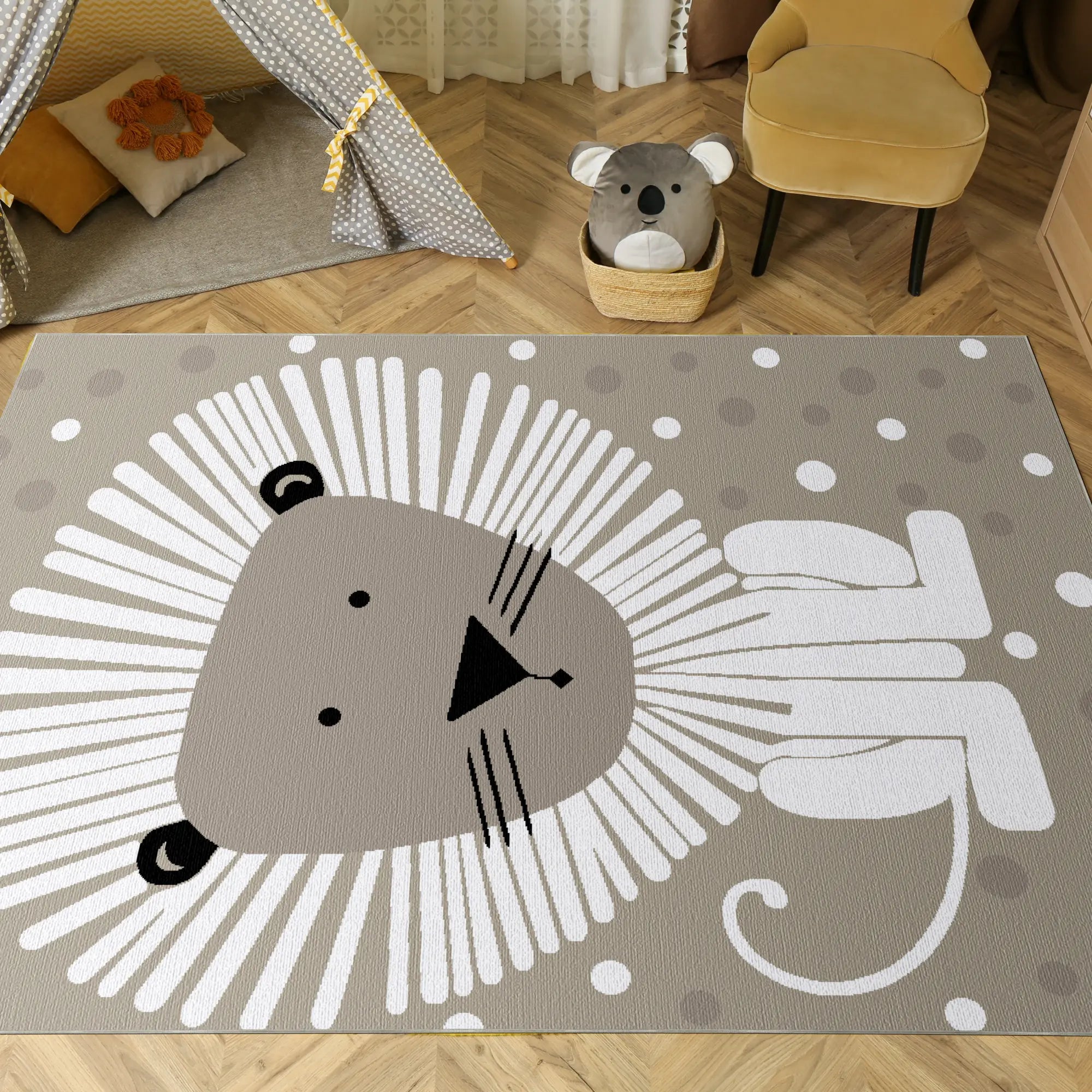 Waschbarer Löwe Kinderzimmer Teppich