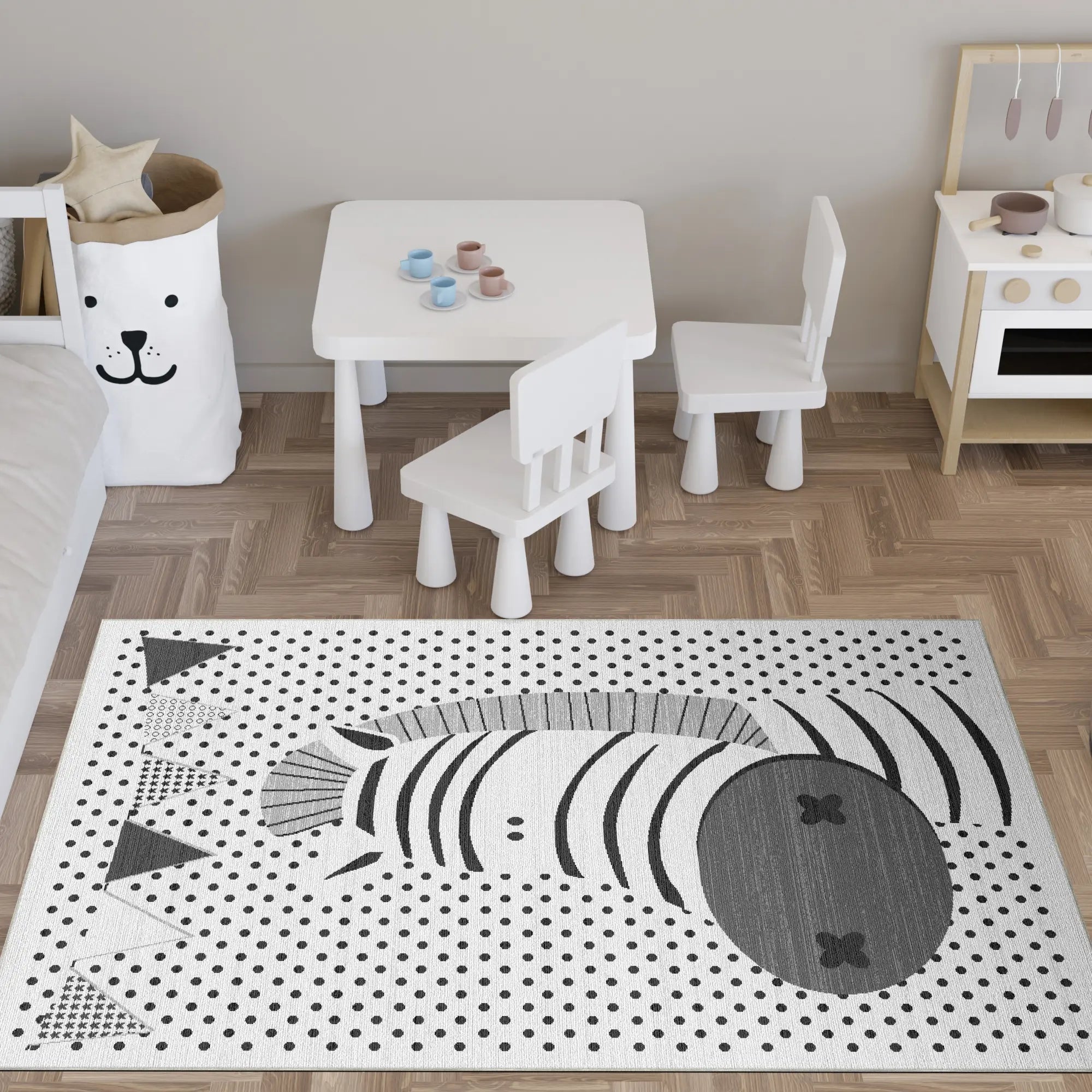Waschbarer Zebra-Punkte-Teppich