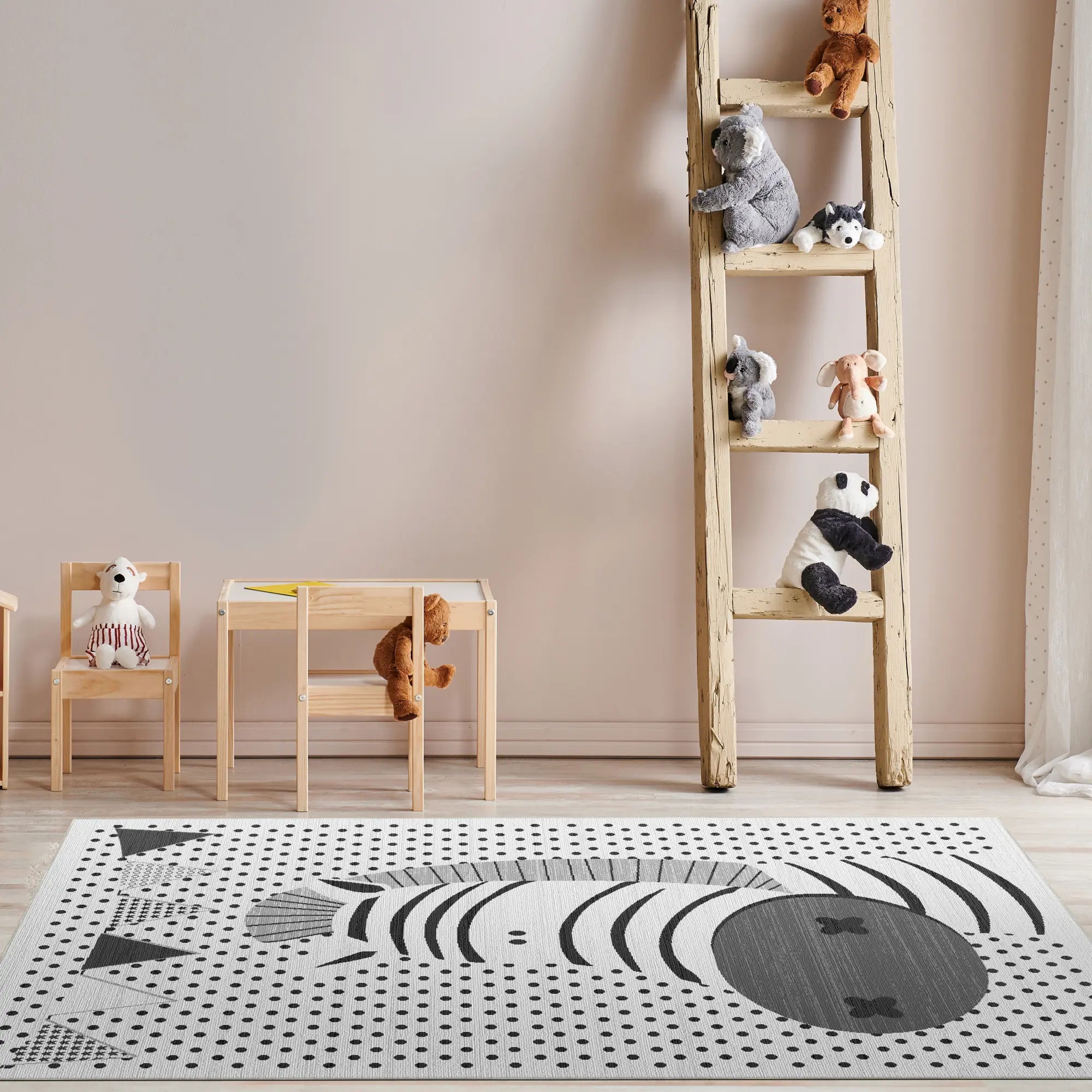 Waschbarer Zebra-Punkte-Teppich