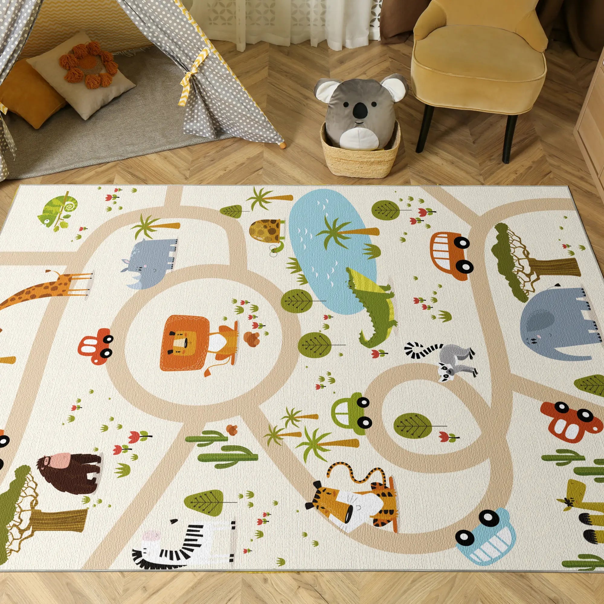 Safari Abenteuer Kinder Spielteppich
