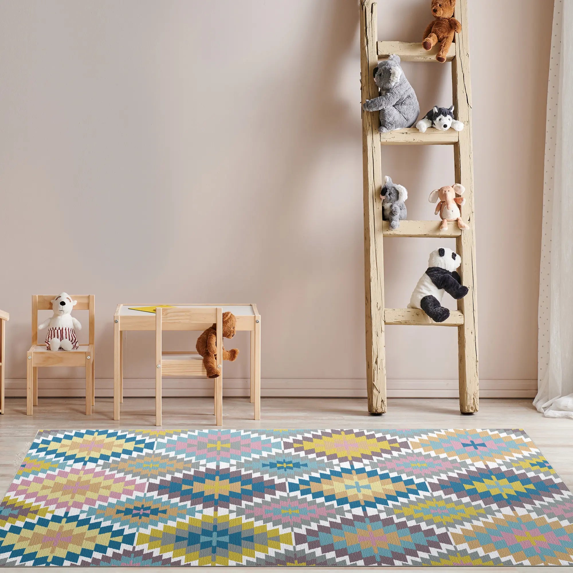 Waschbarer Boho Geometrischer Teppich
