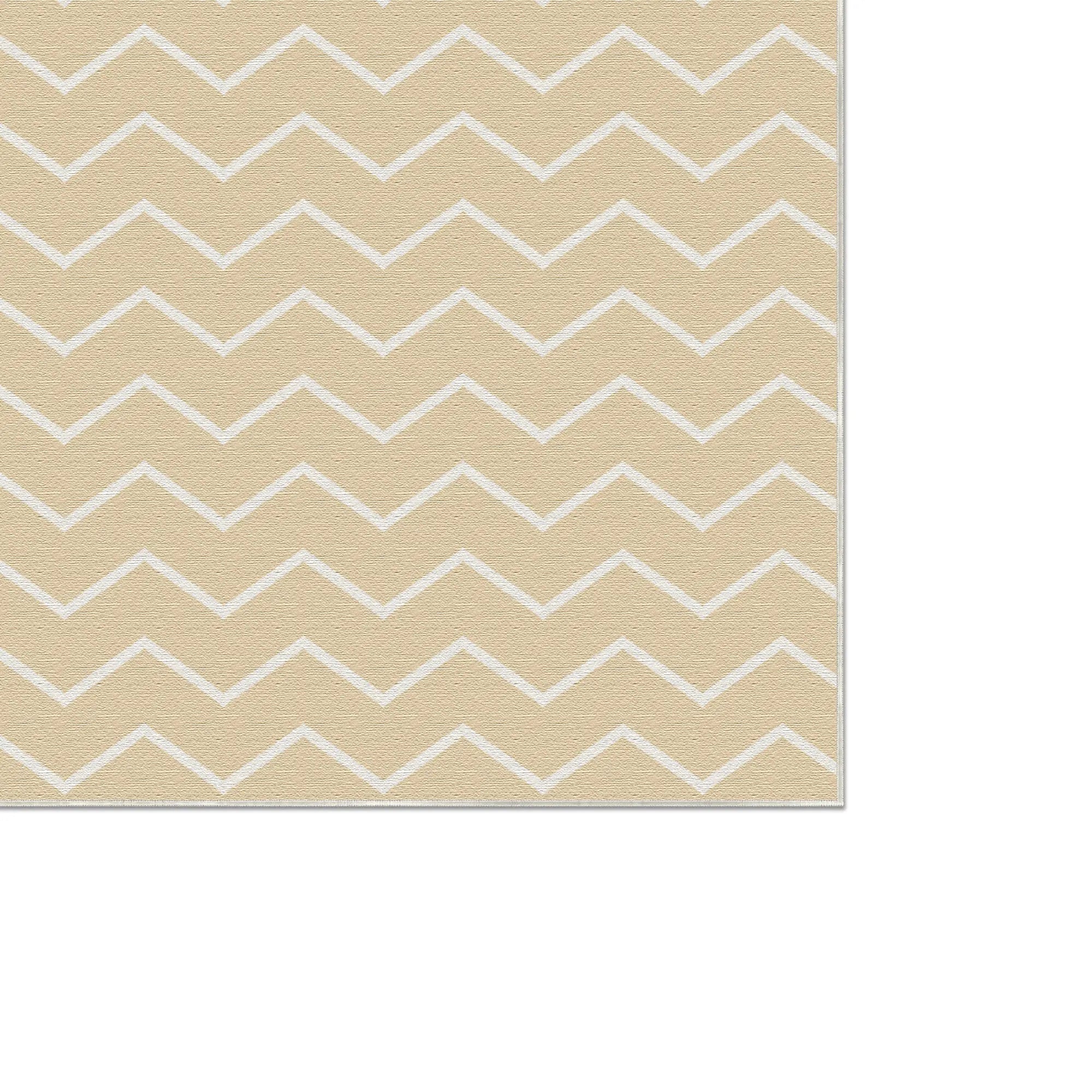 Waschbarer Beiger Chevron-Teppich
