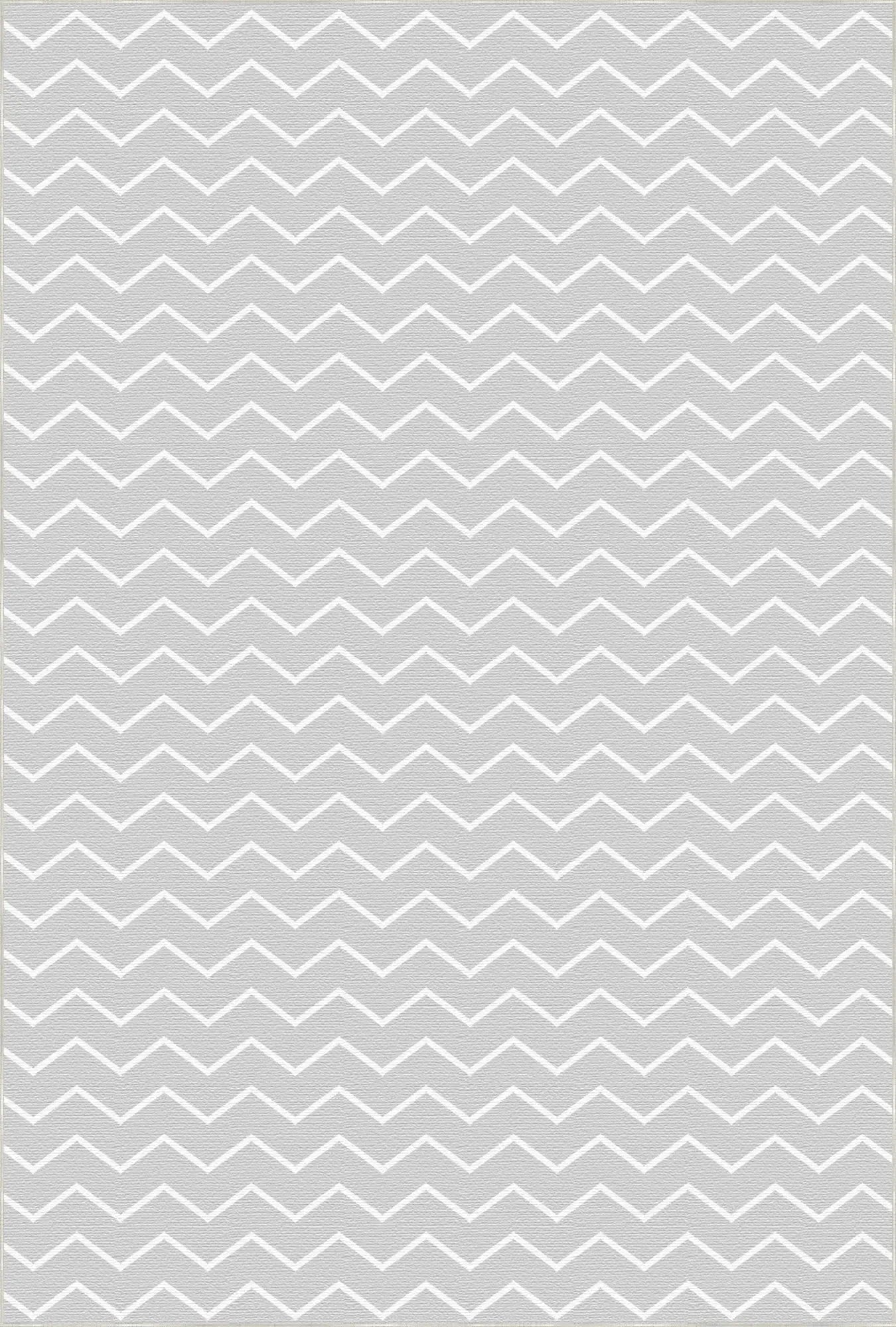 Waschbarer Grauer Chevron-Teppich