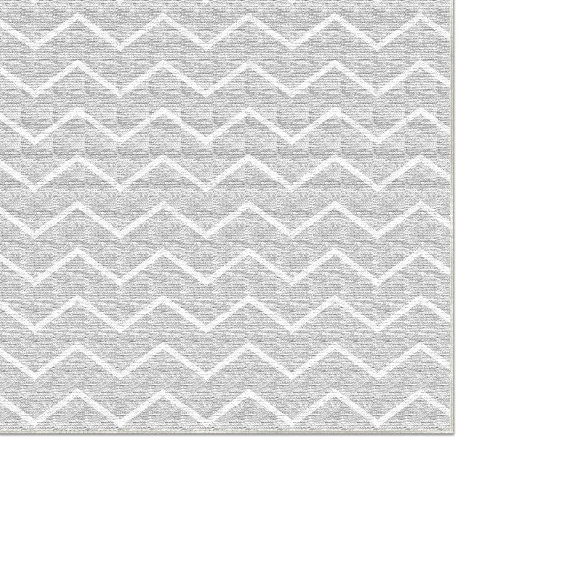 Waschbarer Grauer Chevron-Teppich