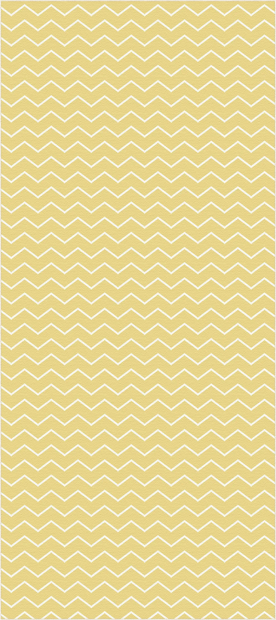 Hellgelber Teppich mit weißem Chevron-Zickzackmuster und strukturierter Oberfläche
