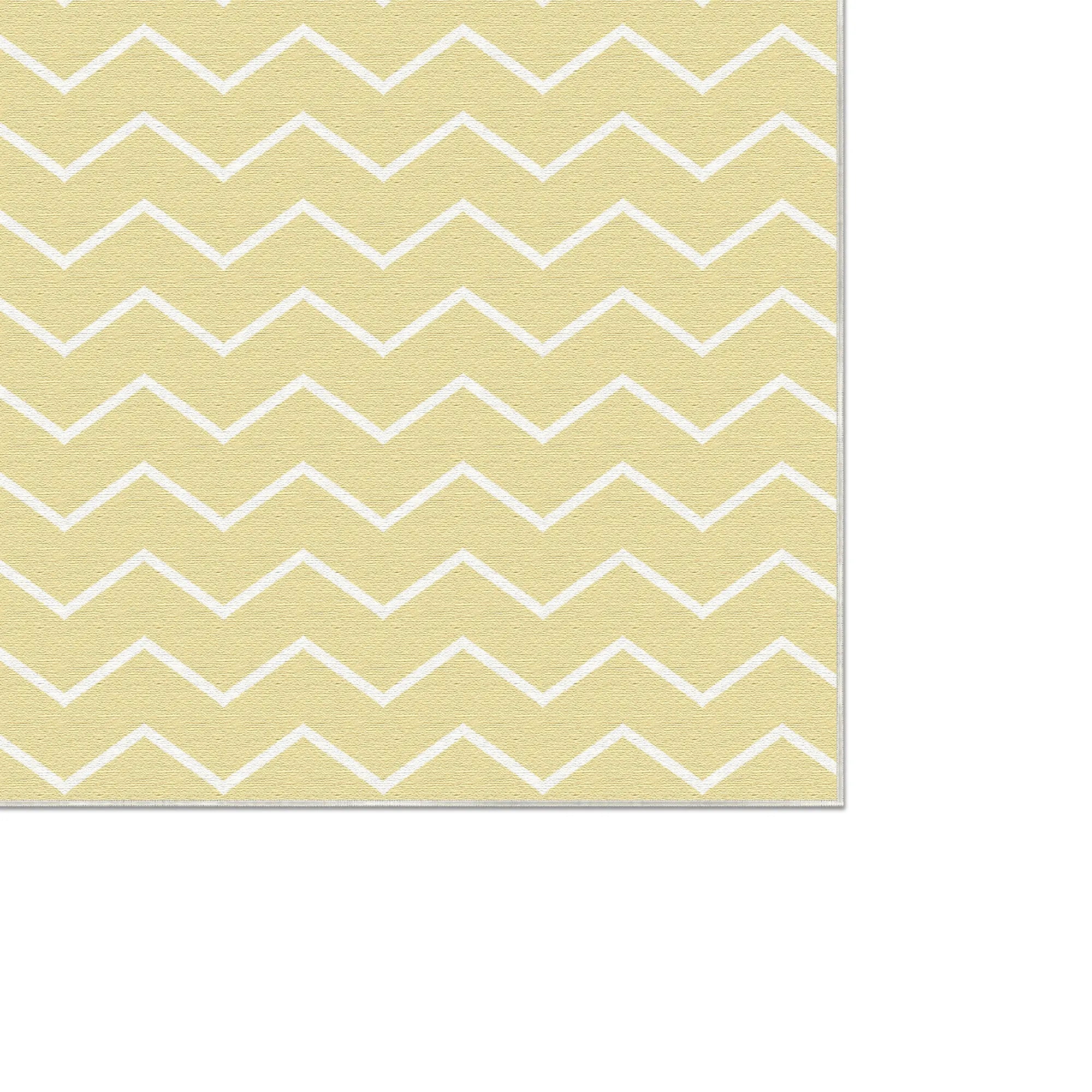 Waschbarer Blassgelber Chevron-Teppich
