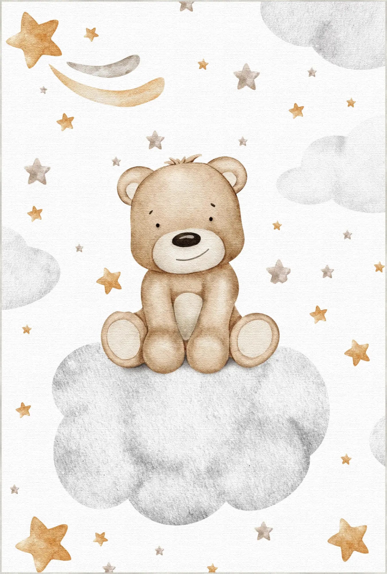 Süßer Brauner Bär auf Wolke Kinderteppich