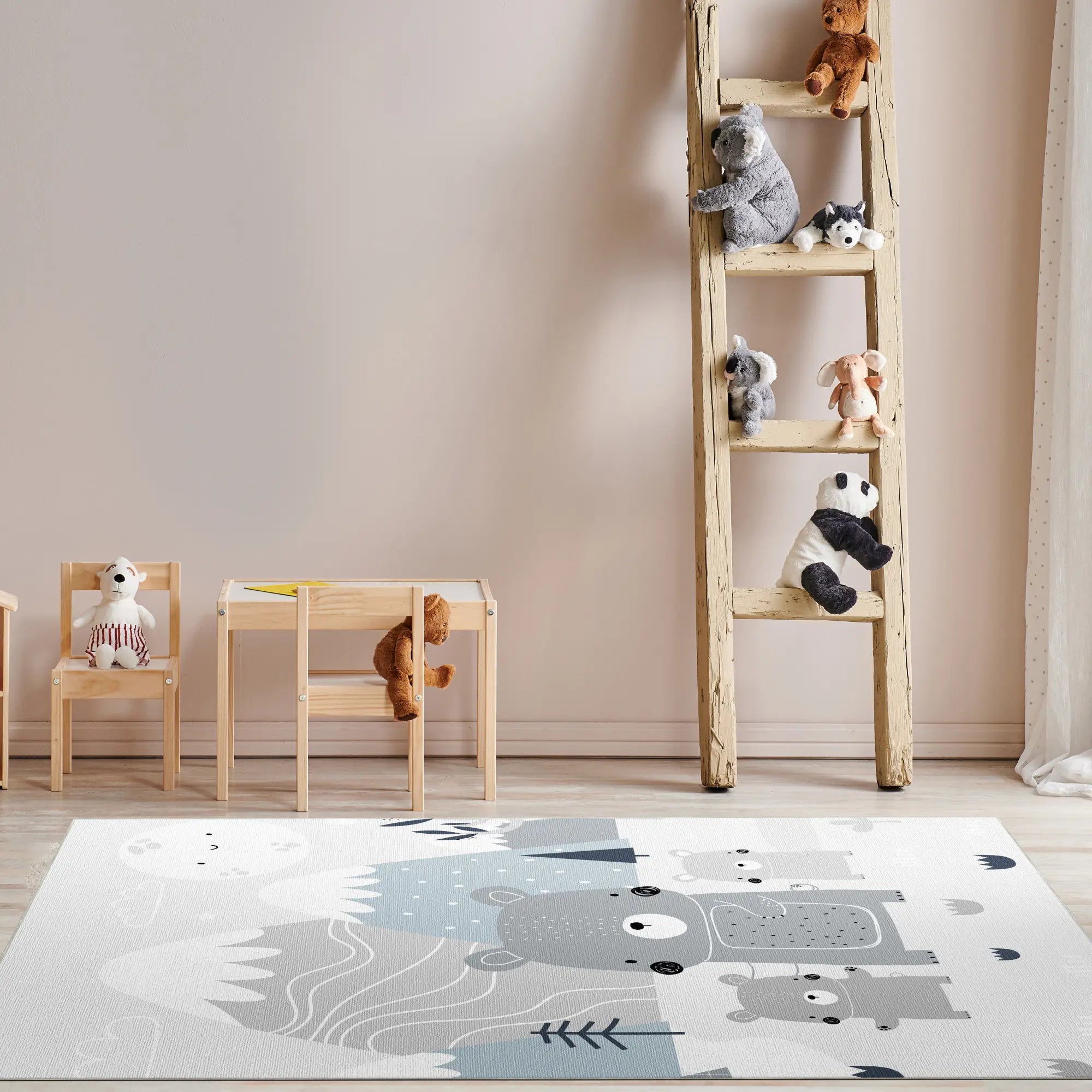 Bärenfamilie am Berg Kinderteppich
