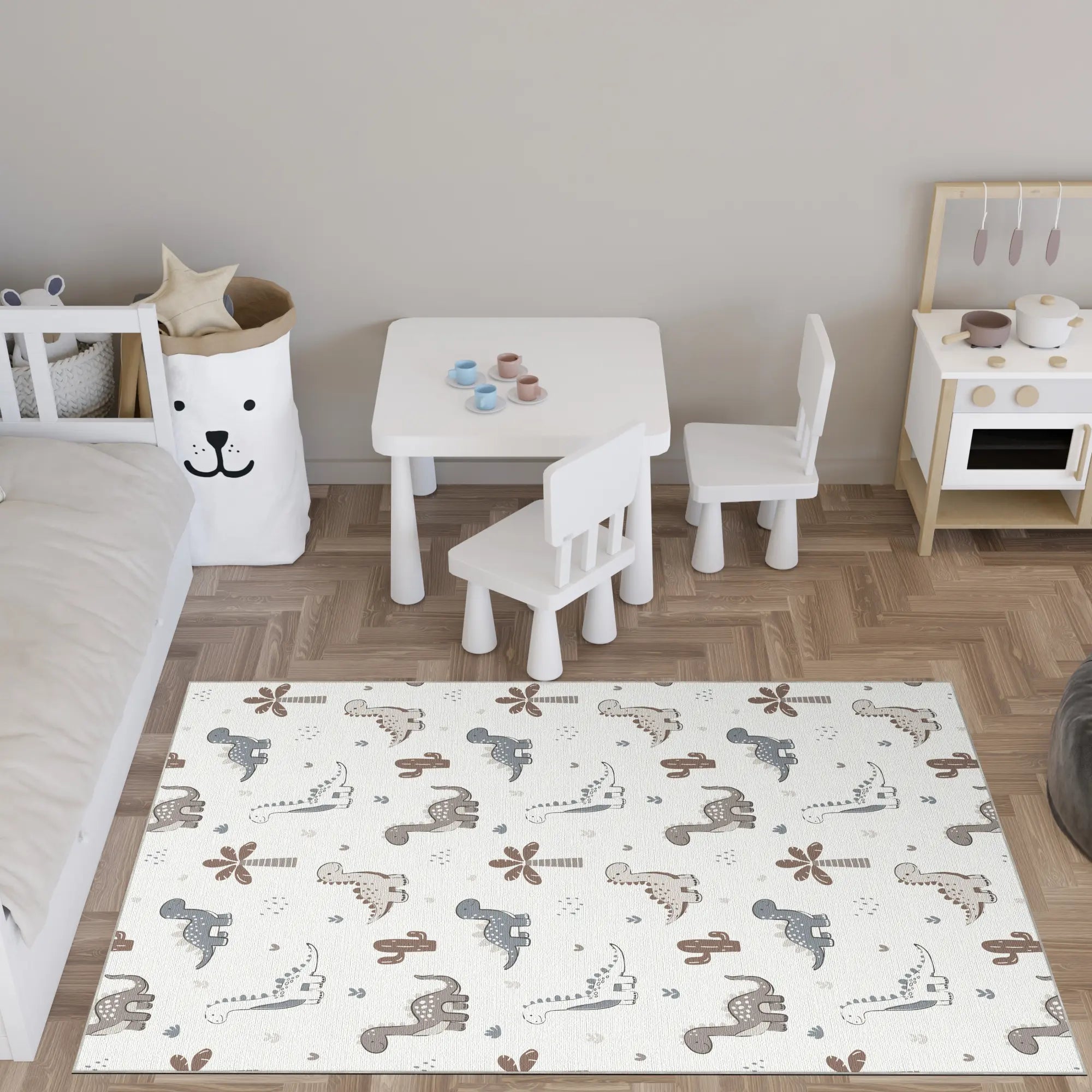 Freundliche Dino-Welt Kinderteppich