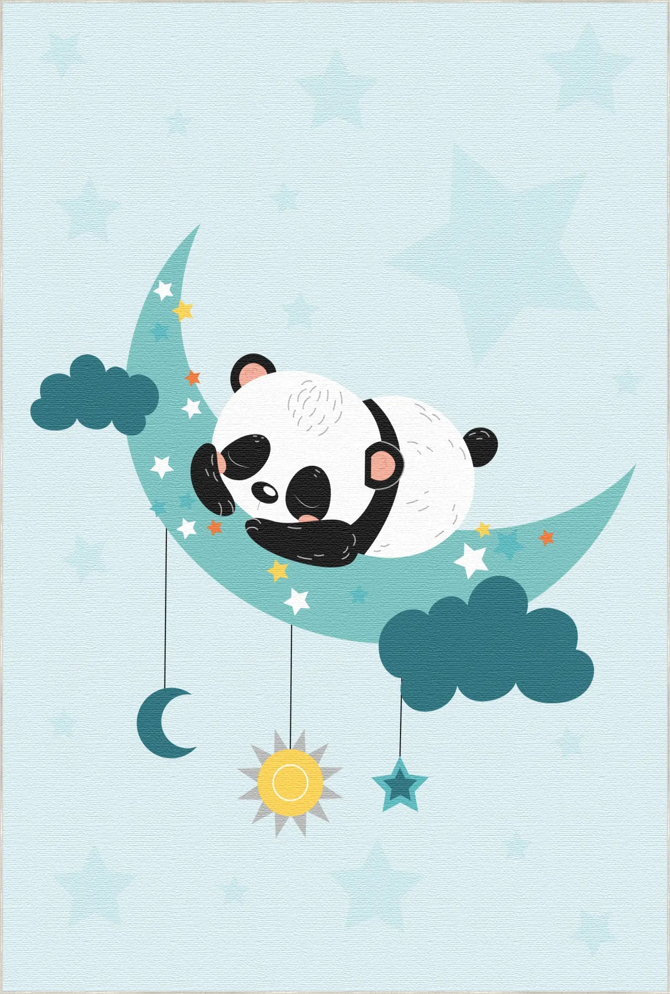 Träumender Schlafender Panda-Mond Kinderteppich