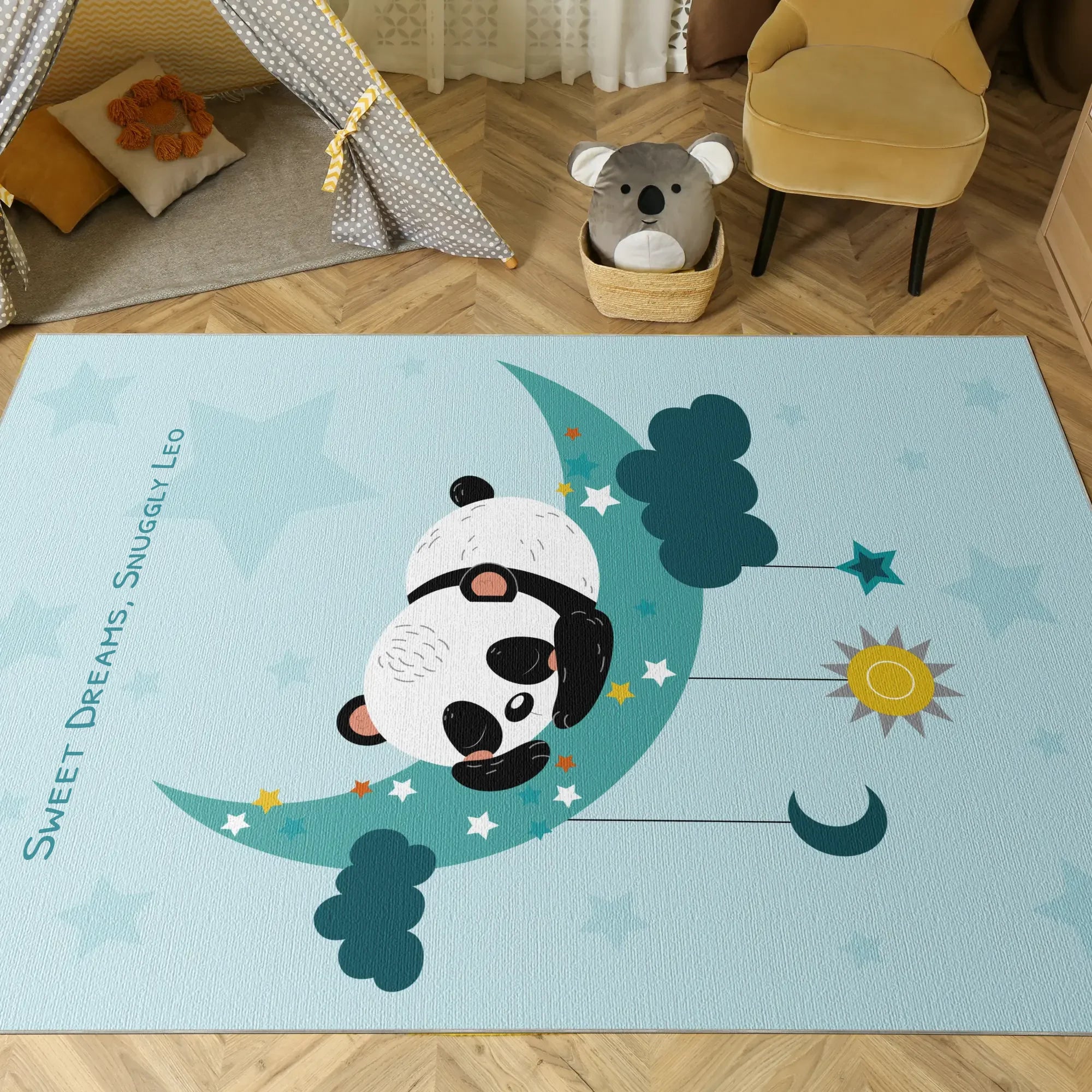 Sternennacht-Panda-Nickerchen | Anpassbarer Teppich