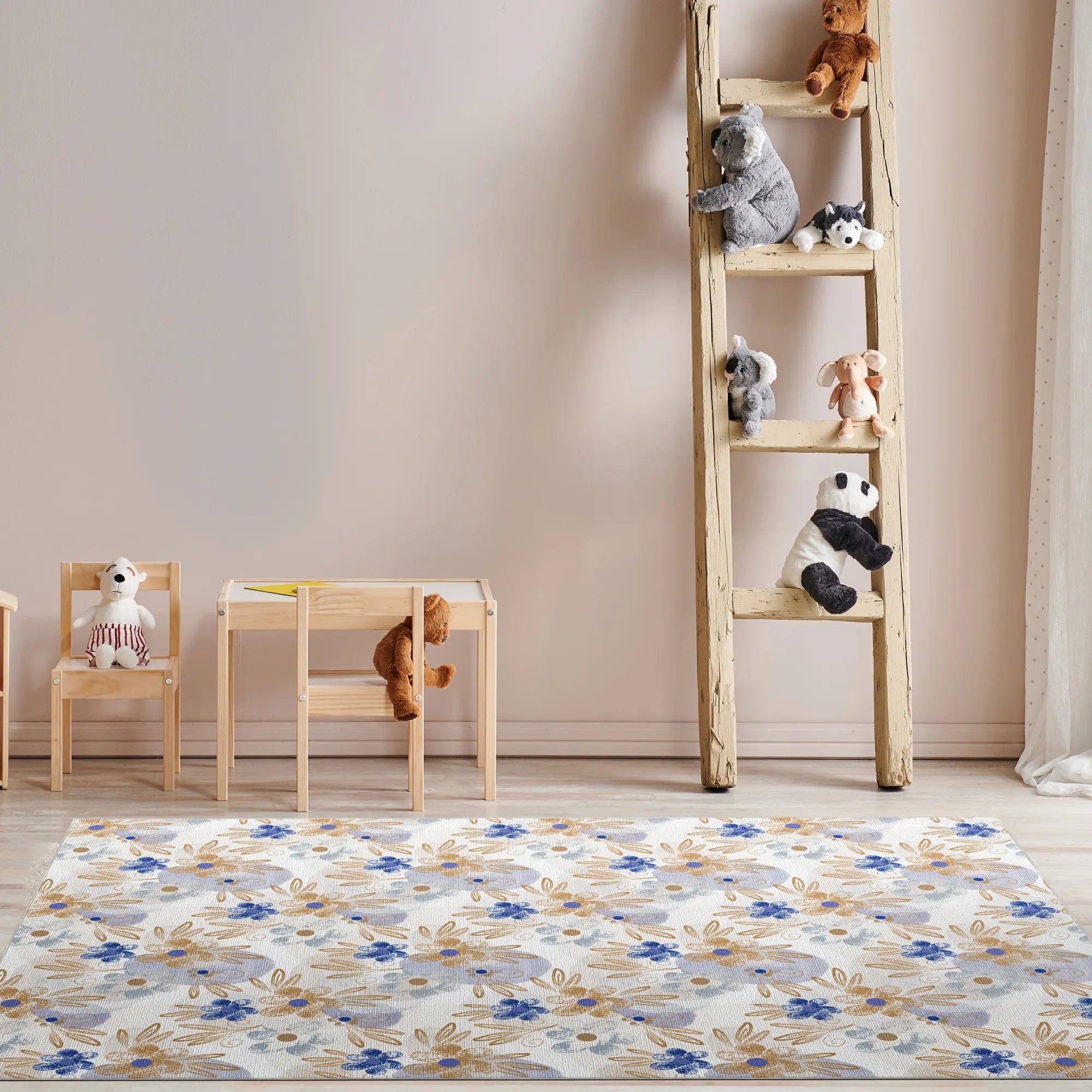 Geometrischer Waldfuchs Kinderteppich