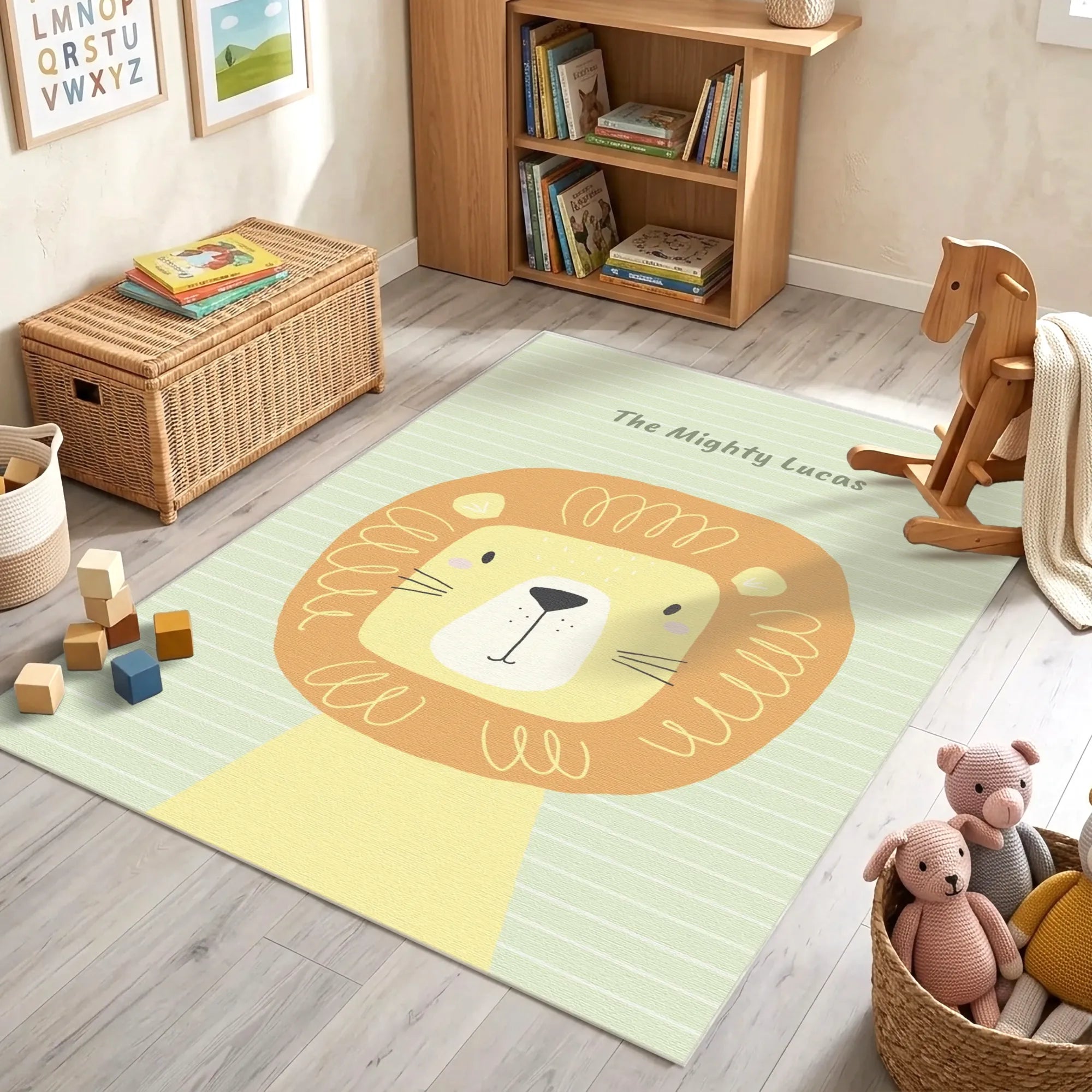 Teppich für Kinder mit majestätischem Löwenmotiv | Individualisierbarer Teppich