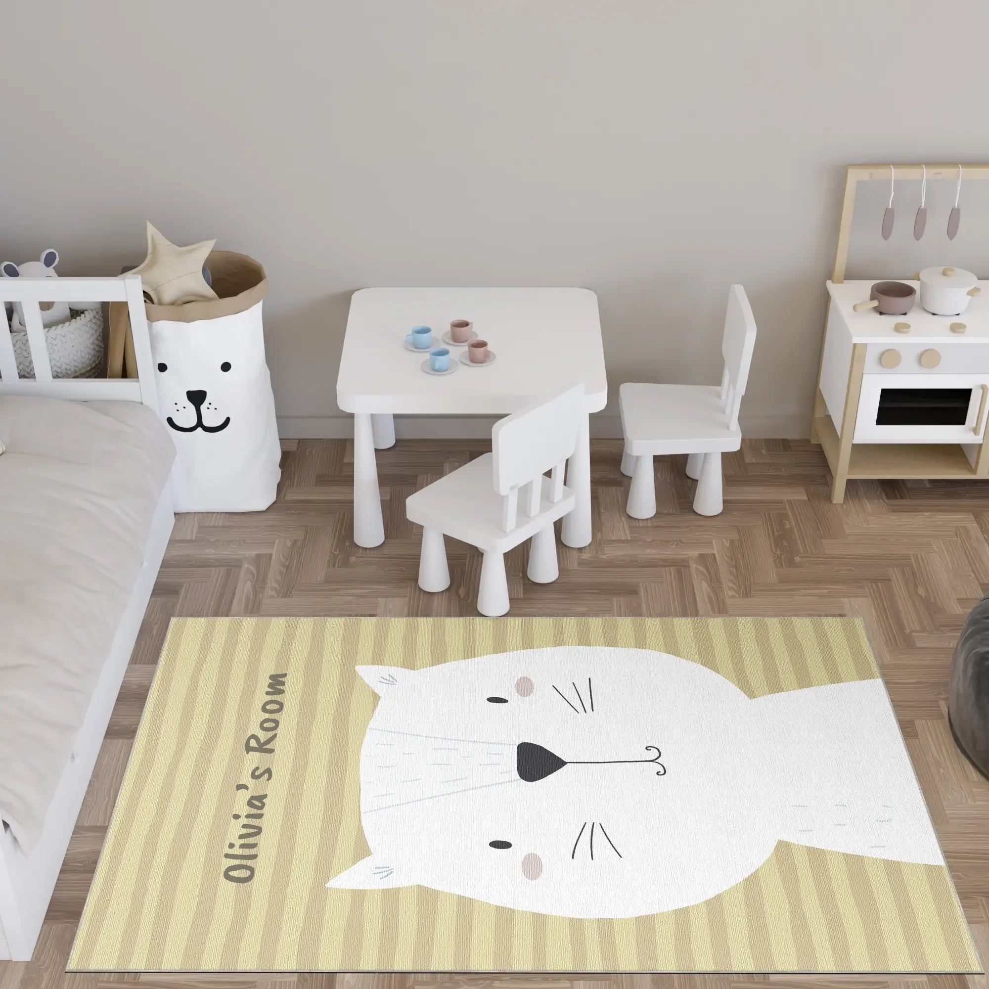 Anpassbarer süßer Katzen-Charakter Kinderteppich