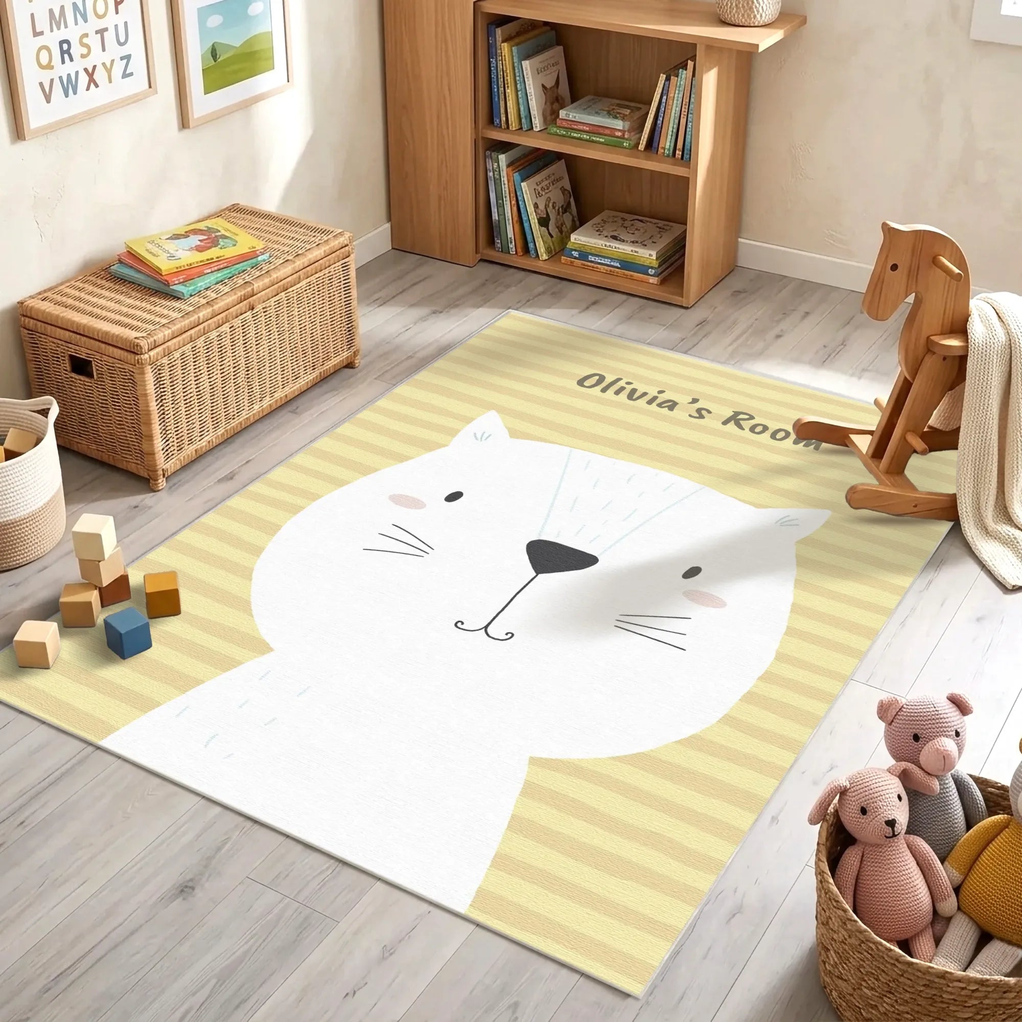 Anpassbarer süßer Katzen-Charakter Kinderteppich