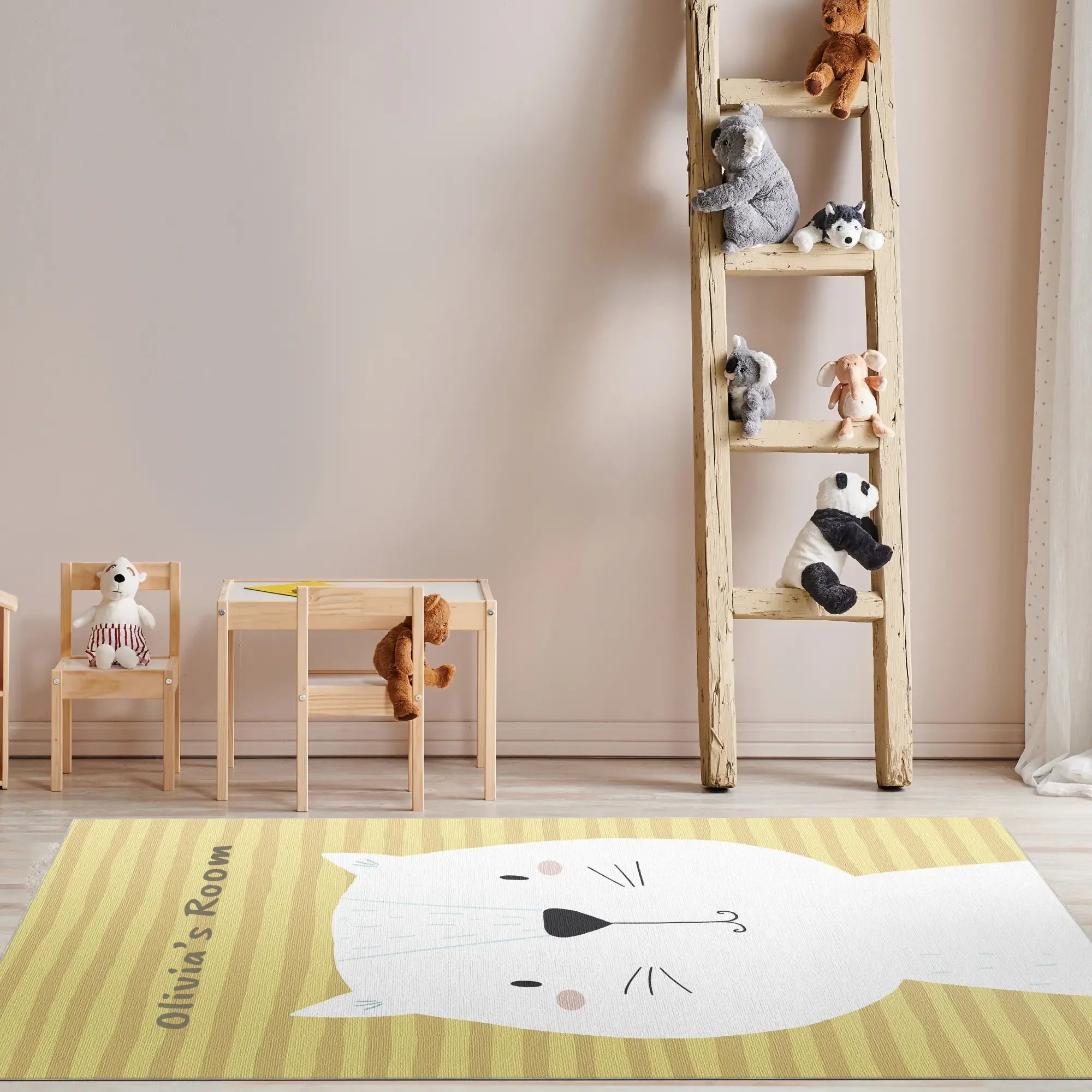 Anpassbarer süßer Katzen-Charakter Kinderteppich