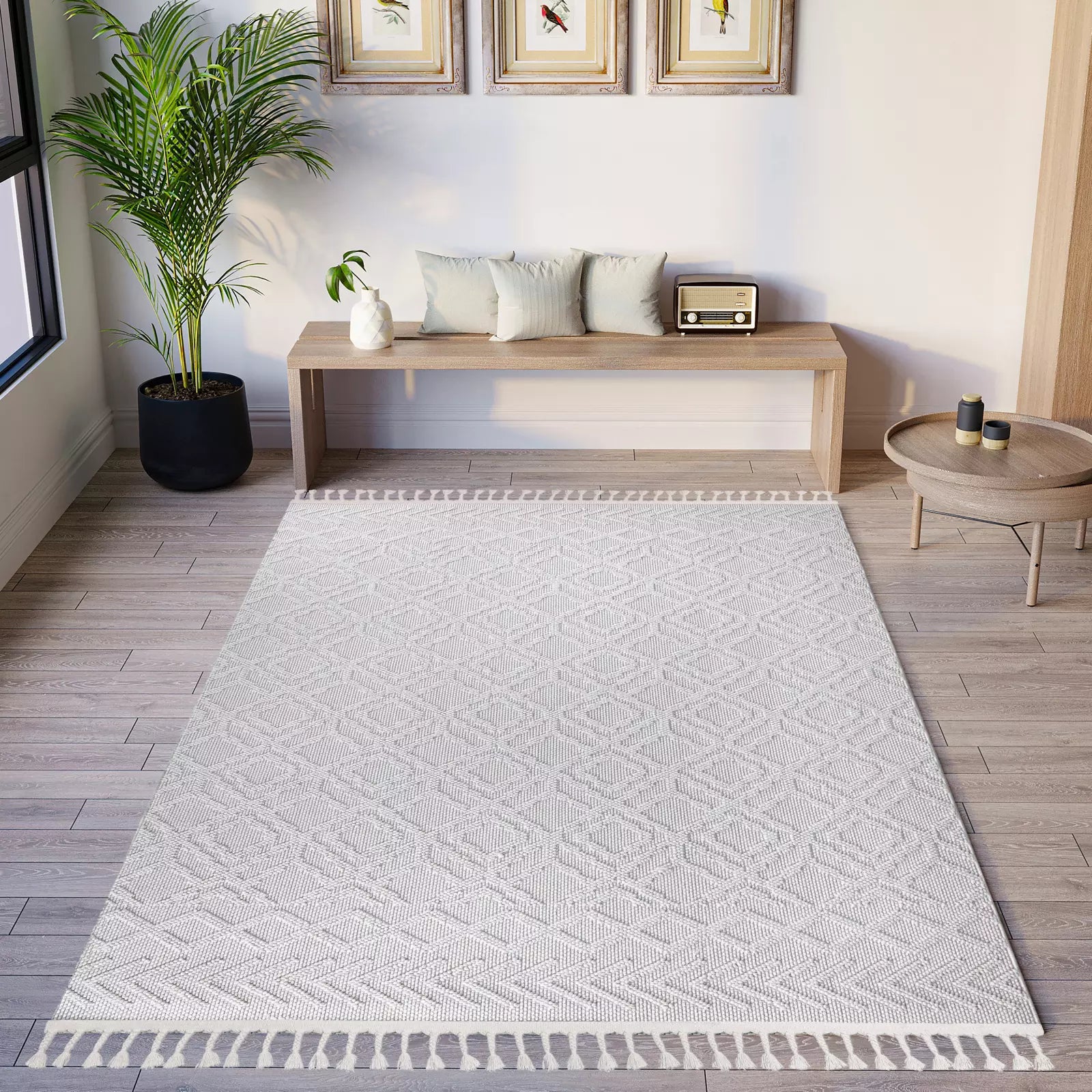 Loop Soft Weave Boucle Modern Rug White - Bella Rugs
