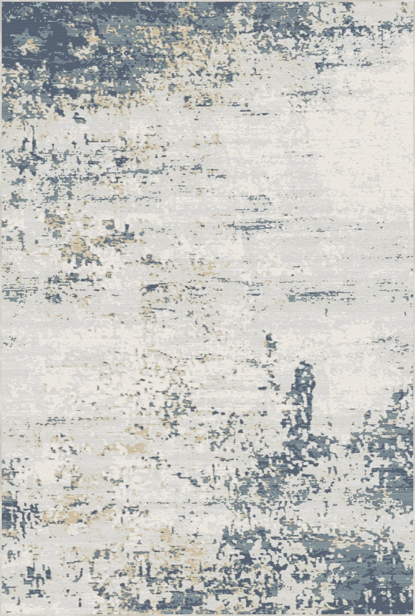 Saphirfarbener Abstrakter Teppich im Used-Look