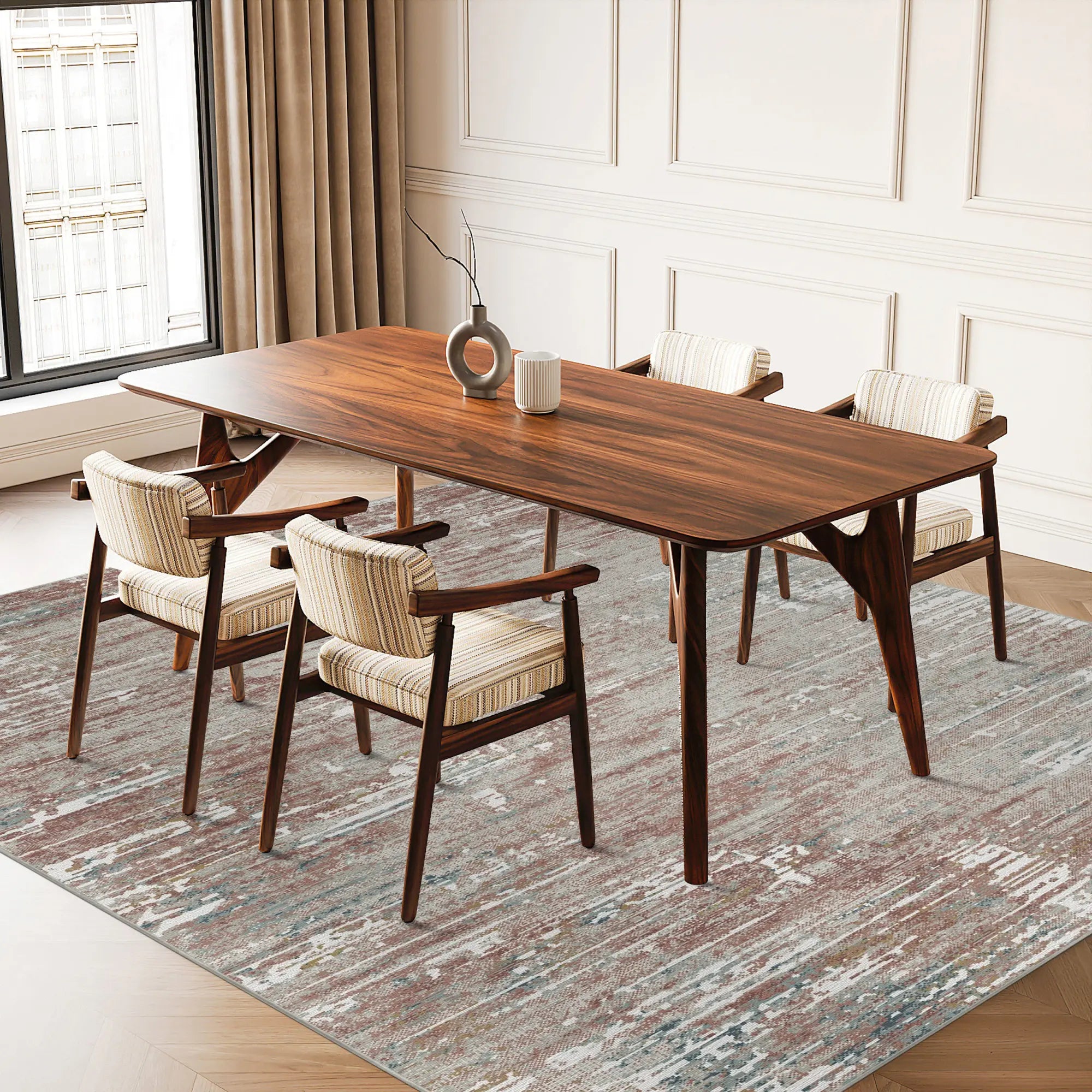 Canyon Ember Waschbarer Abstrakter Teppich