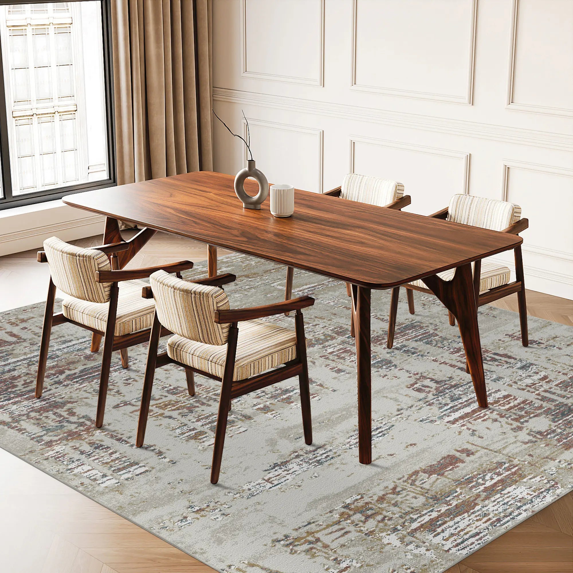 Copper Stream Distressed Abstract Teppich