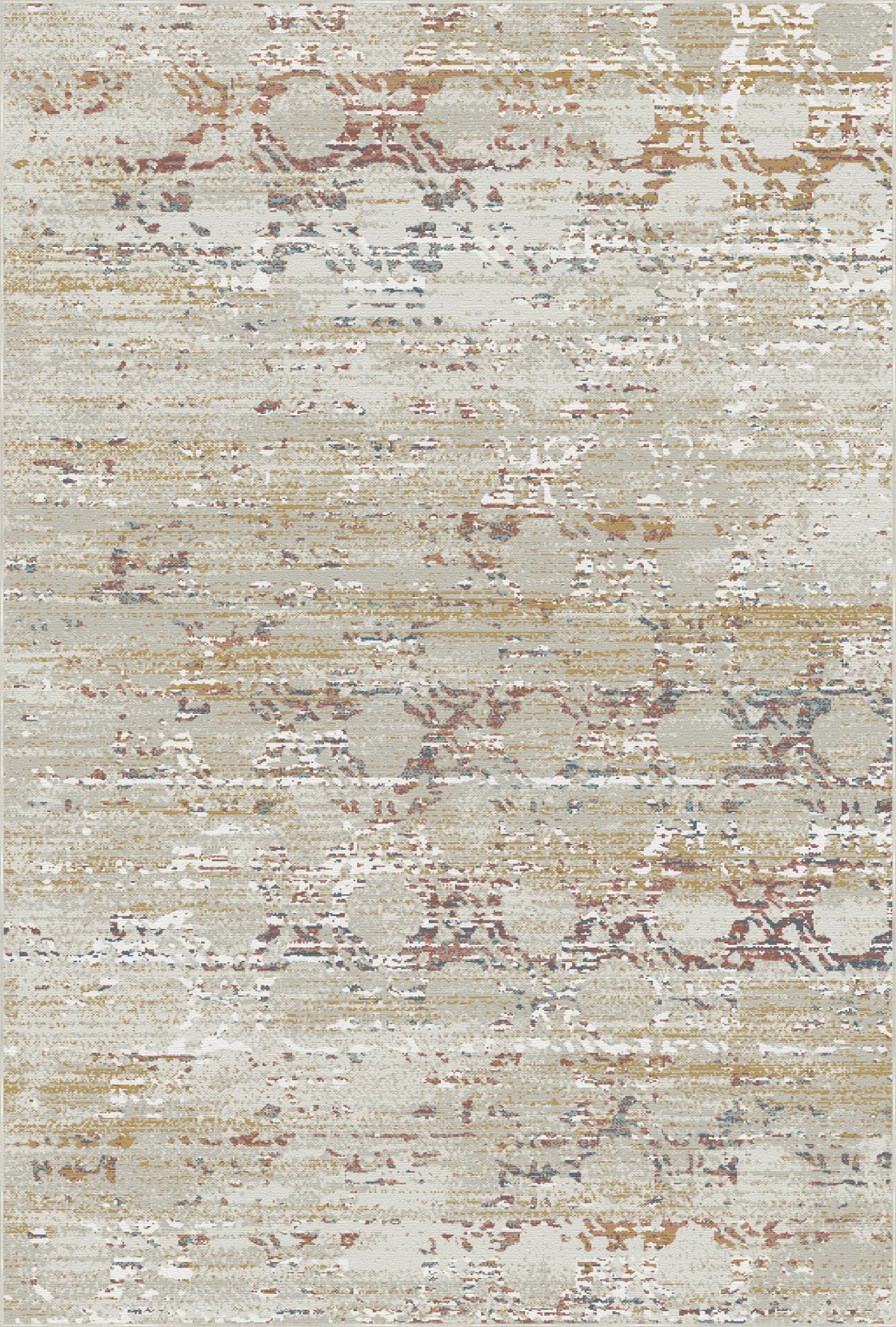 Abstrahierter Waschbarer Teppich Vergoldete Ringe