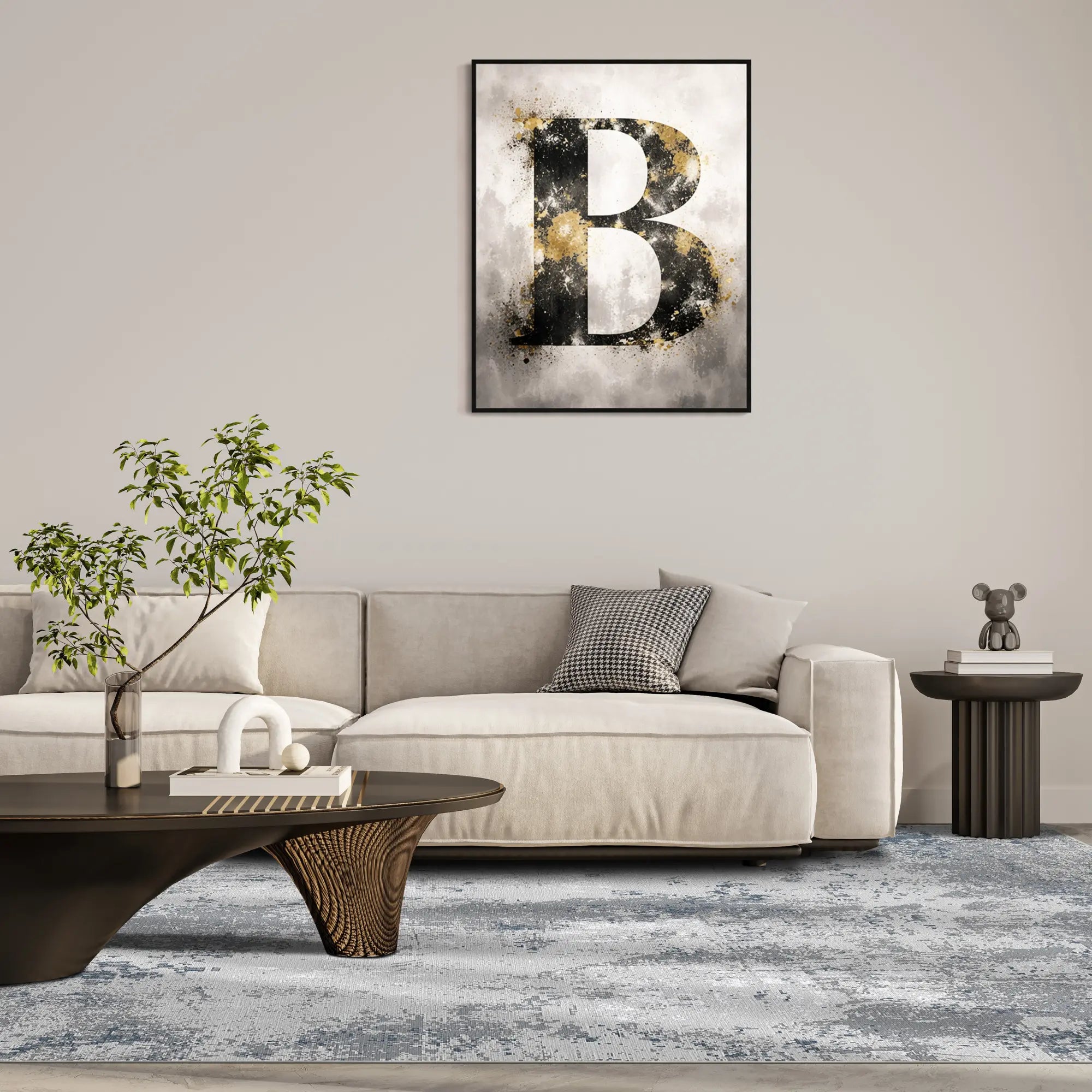 Abstrakter Teppich Misty Slate im Used-Look