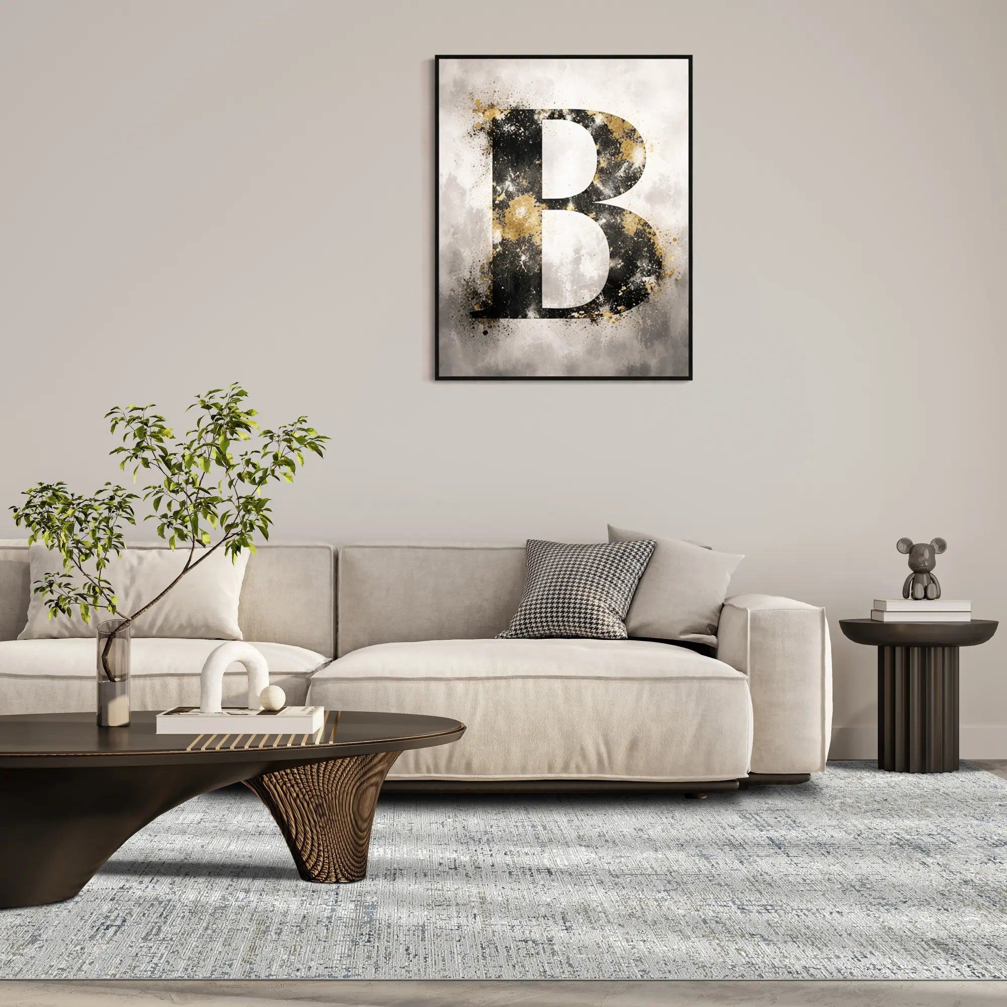 Waschbarer Teppich Himmlisches Gitter in Grau