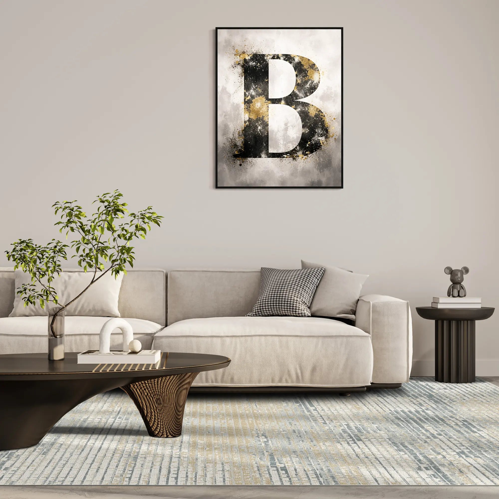 Arktisches Taupe Mosaik Abstrakter Teppich