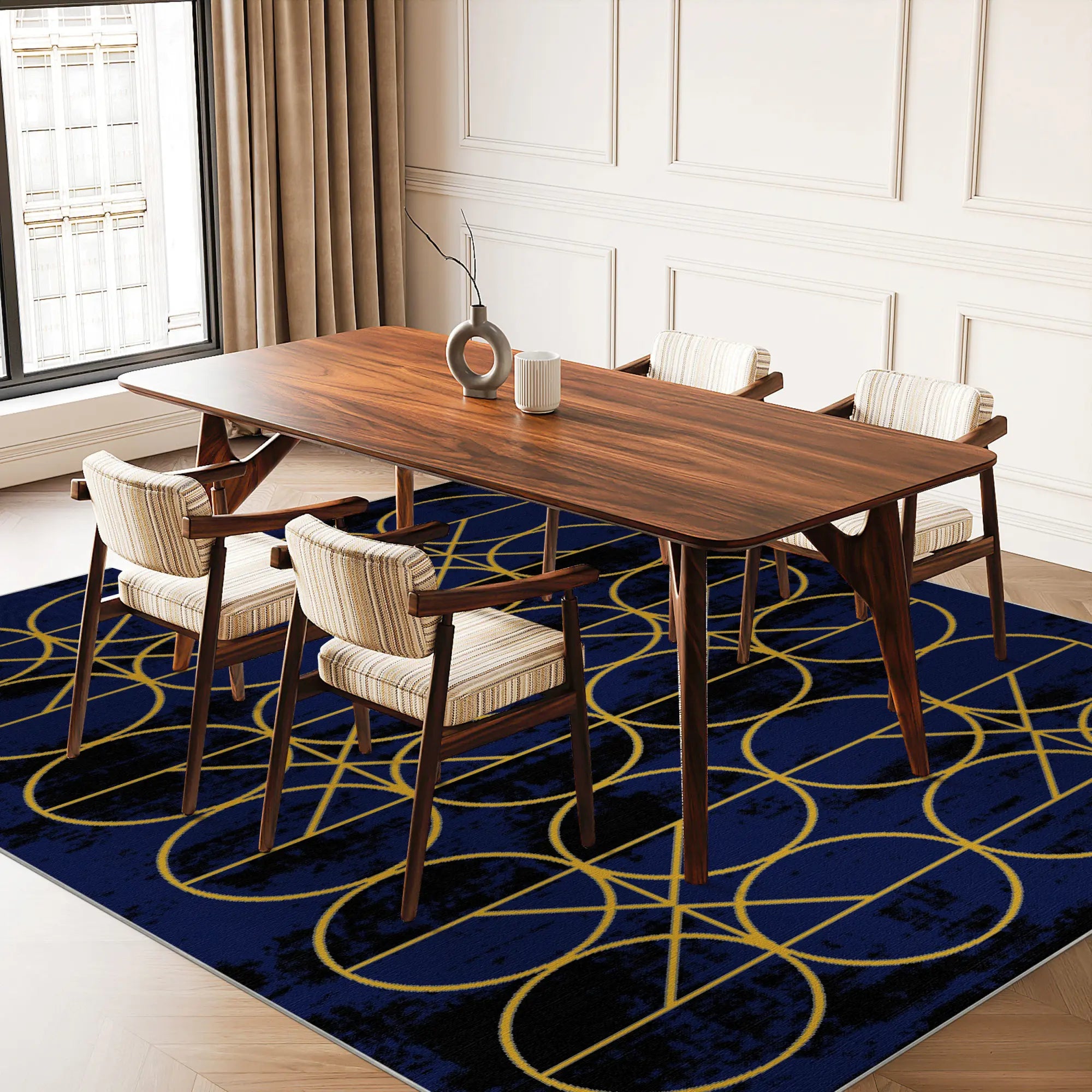 Mitternachtsgold Orbit Geometrischer Teppich