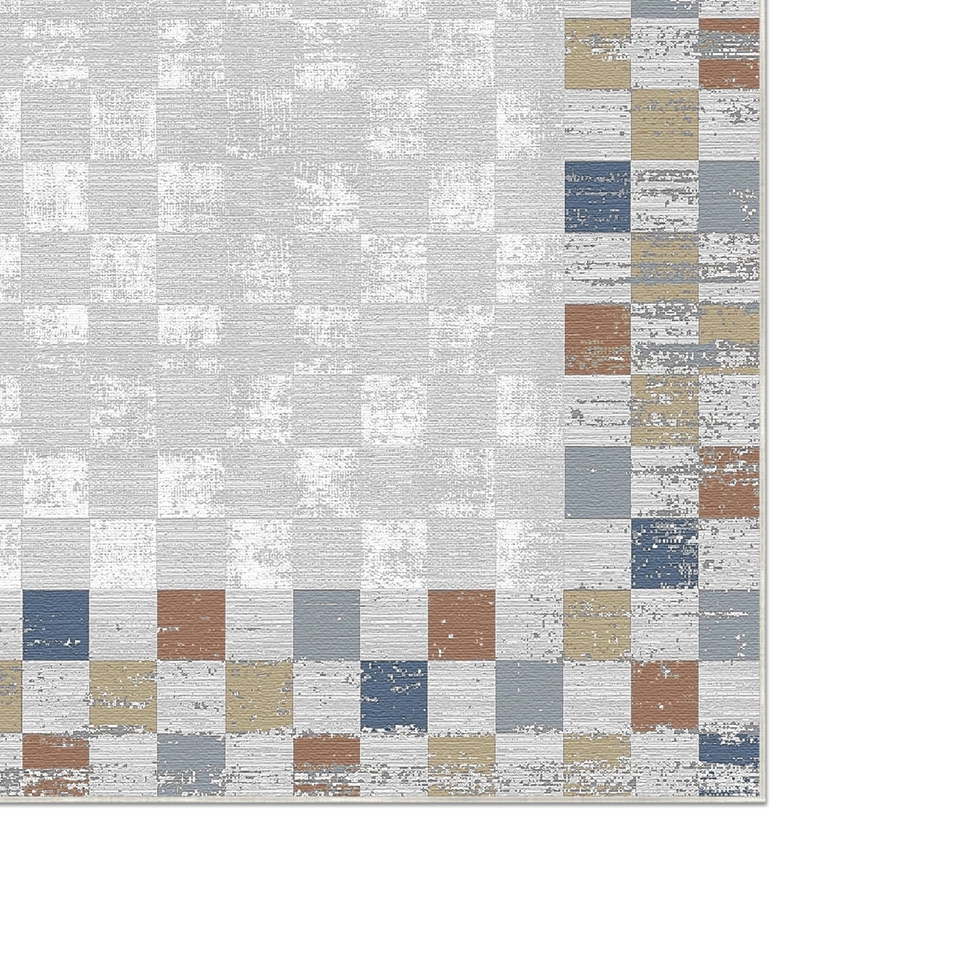 Terra Saphir Mosaik Umrandeter Abstrakter Teppich