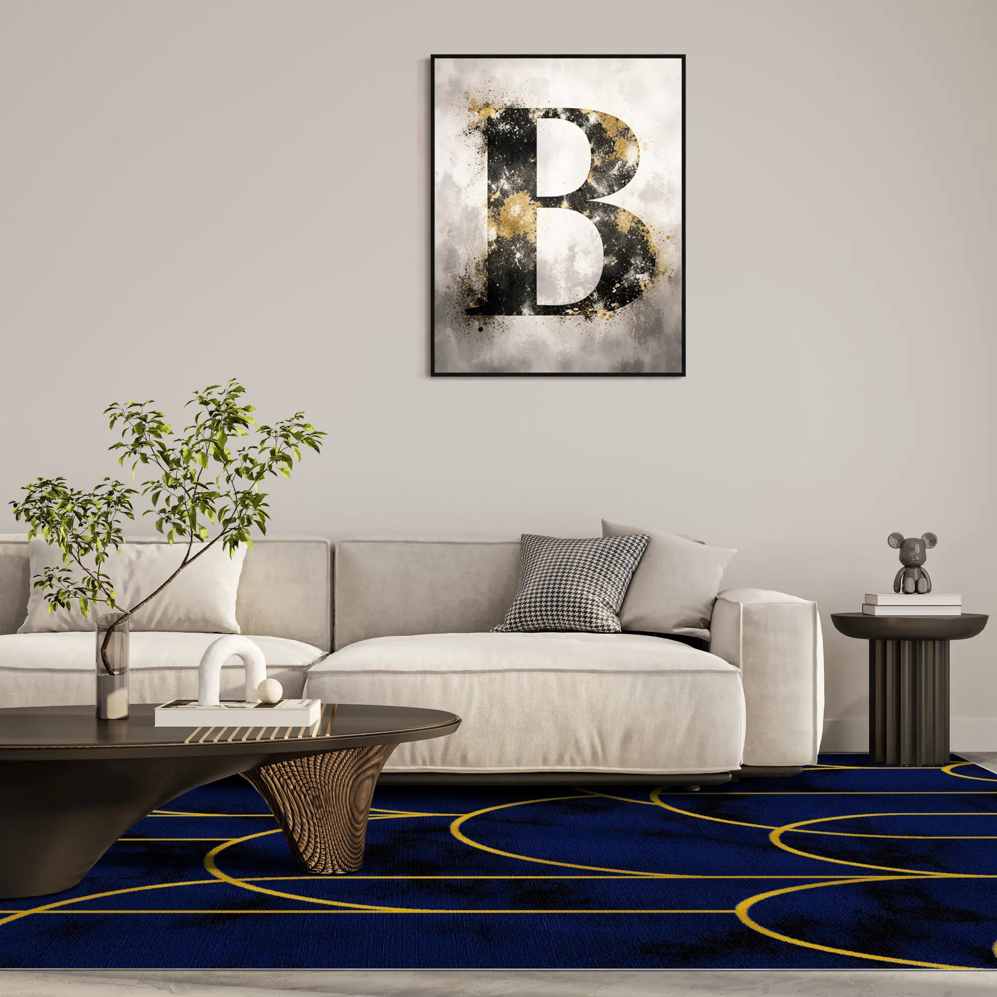 Saphir Arches Gold Geometrischer Teppich