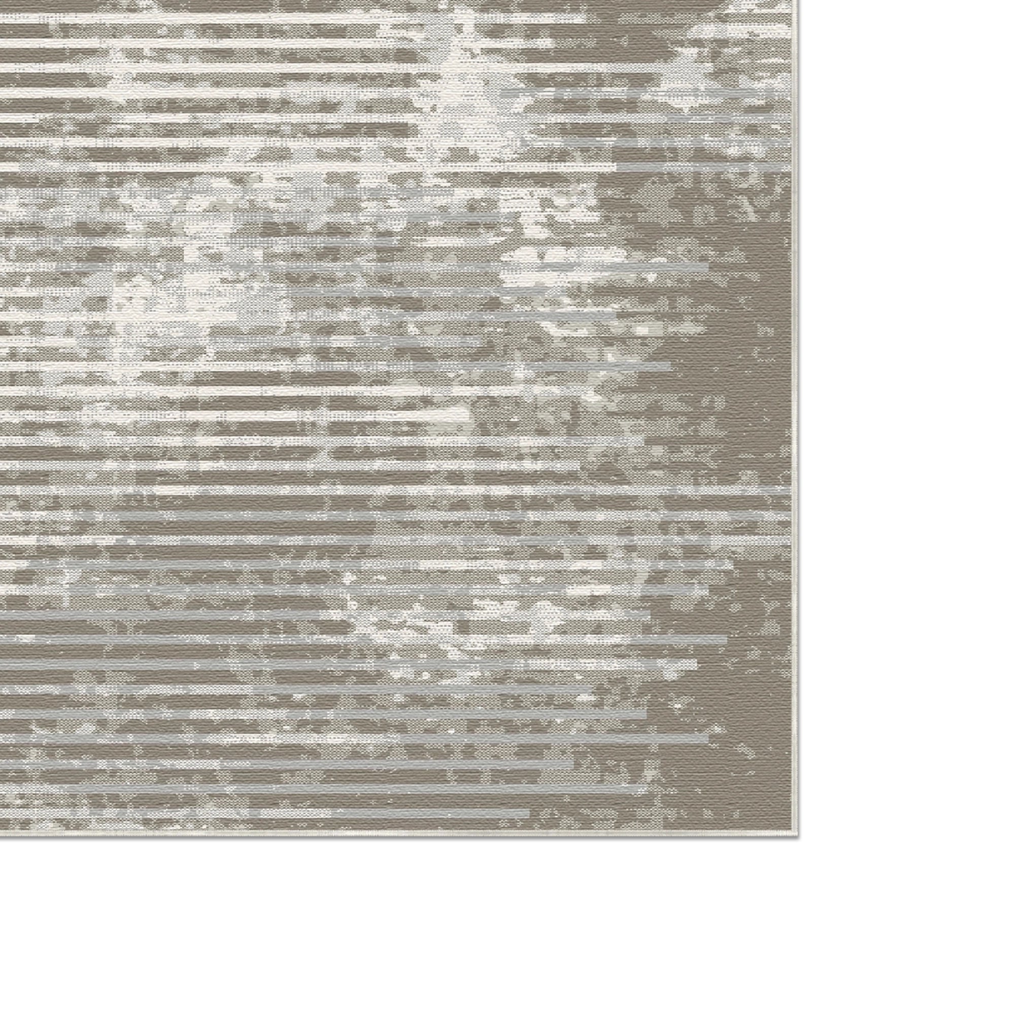 Taupe Horizont Linear Glitch Teppich