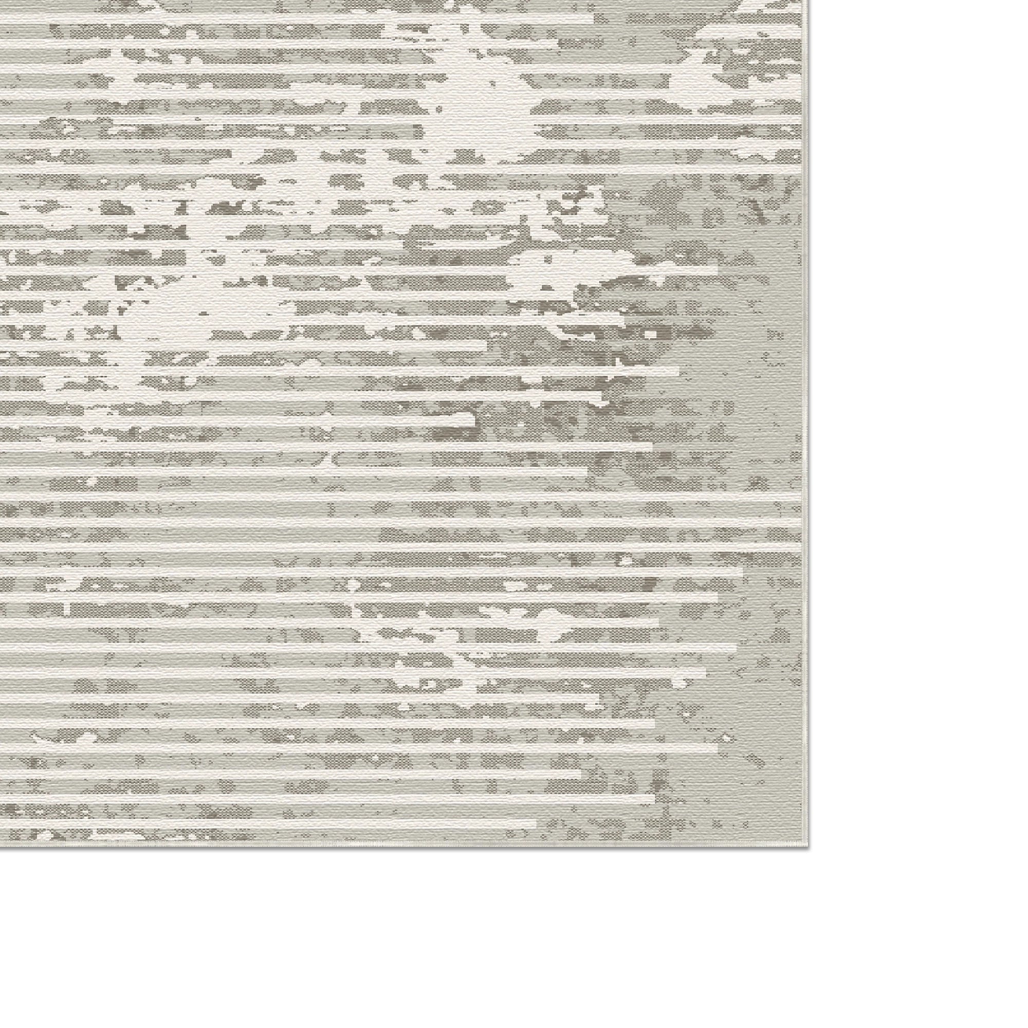 Elfenbein Horizont Linear Glitch Teppich