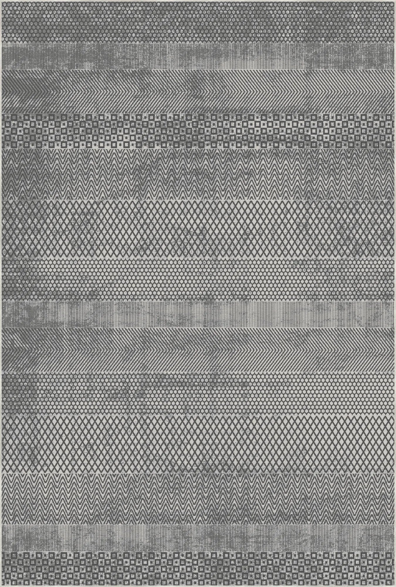 Schiefermosaik-Teppich mit Gebändertem Geometrischem Muster