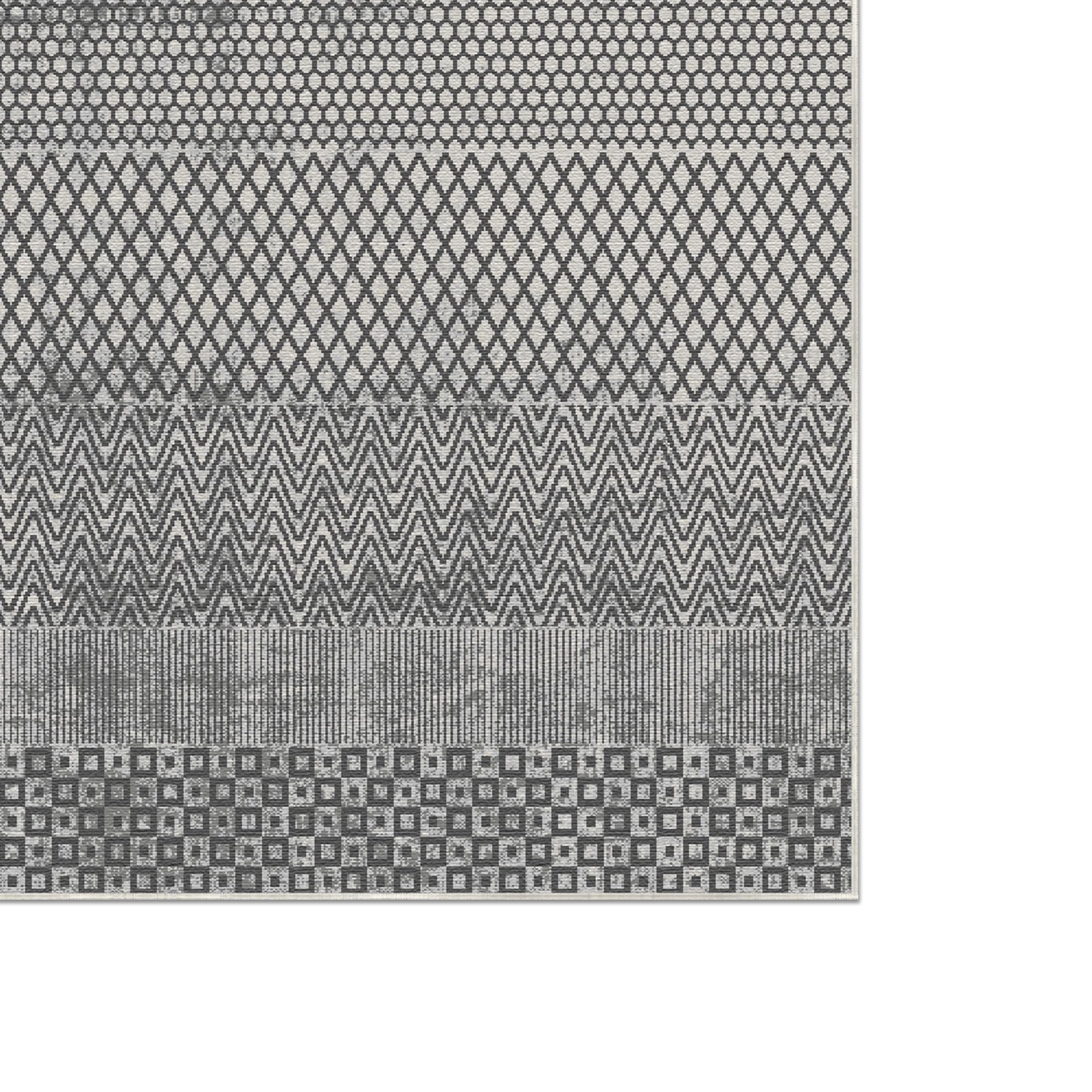 Schiefer Mosaik Gestreifter Geometrischer Teppich