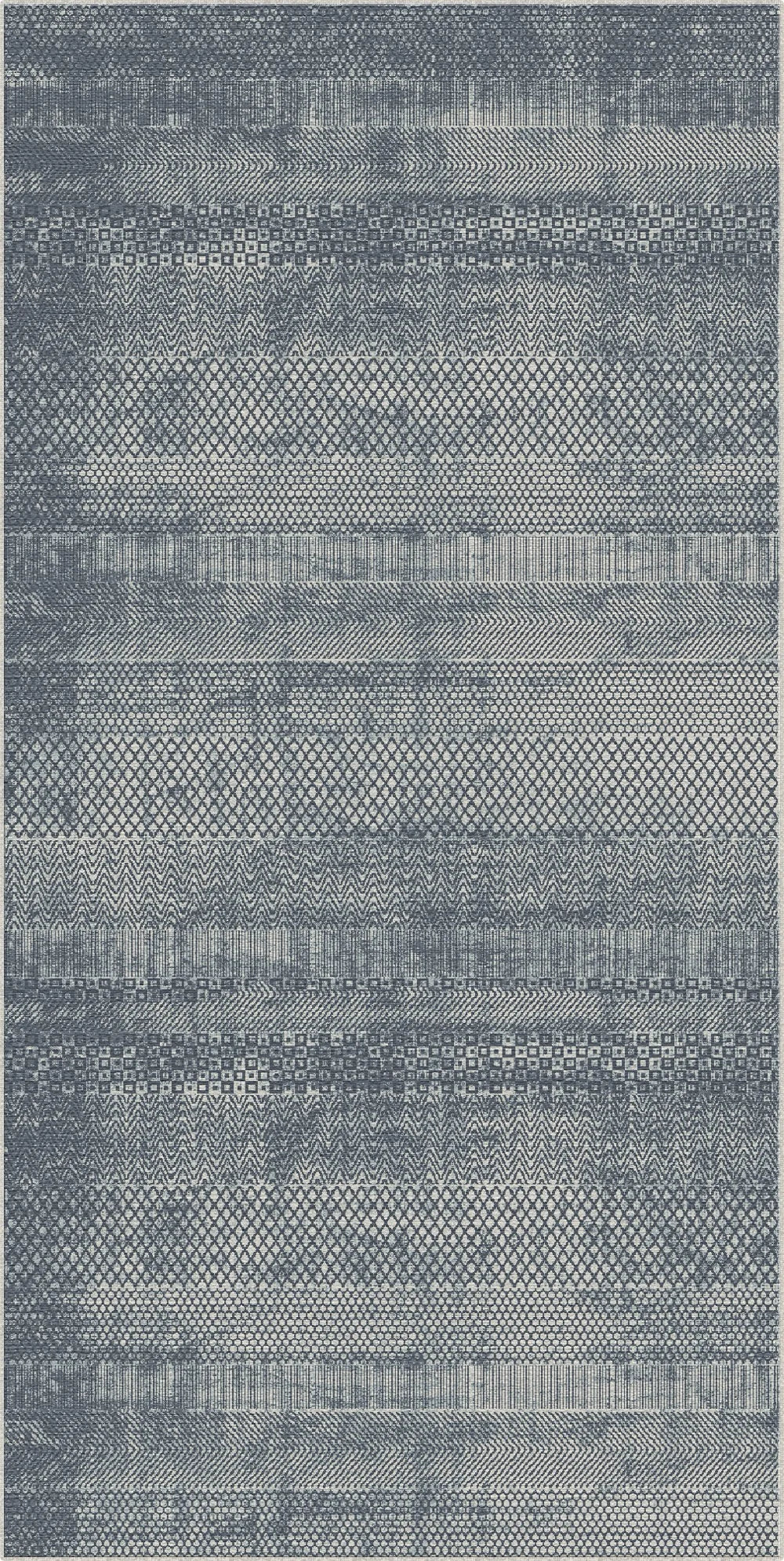 Indigo Mosaik Gestreifter Geometrischer Teppich