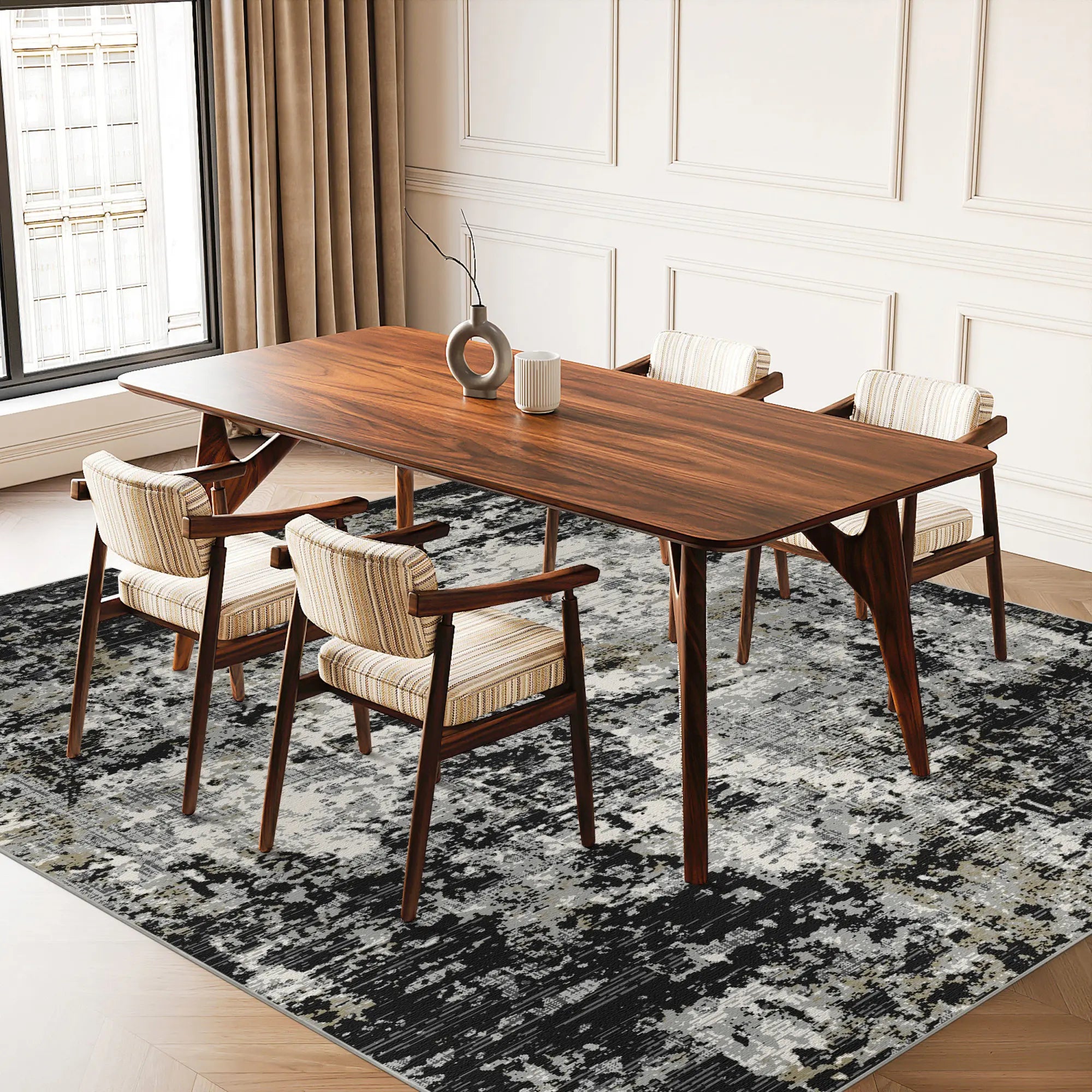 Abstrakter Teppich in Mitternachts Onyx Gold