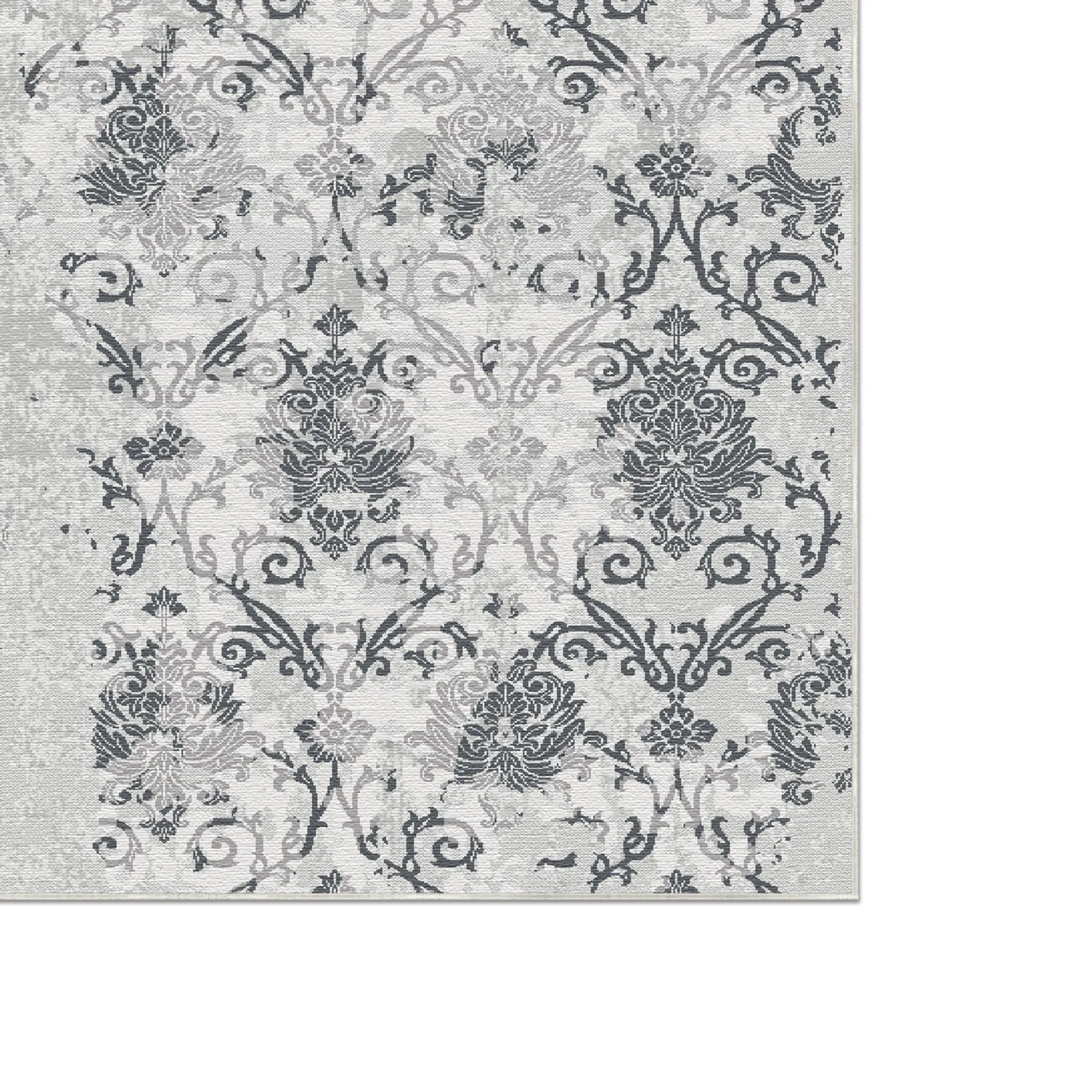 Slate Relic Eroded Damask Grau Teppich