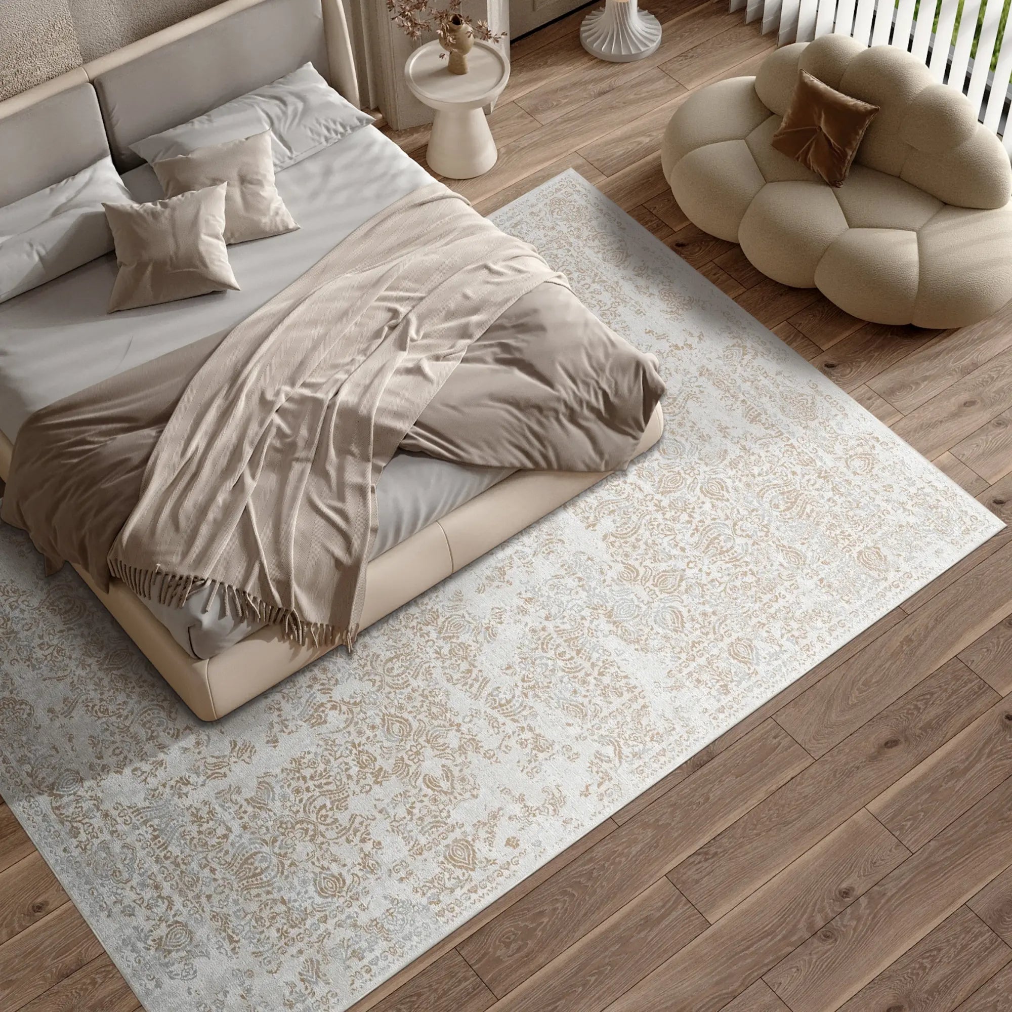 Gilded Echo Used-Look Beige Teppich