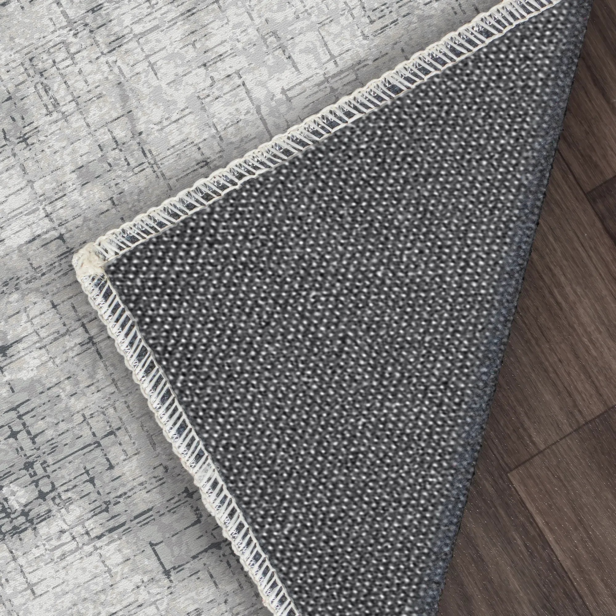 Slate Crosshatch Abstract Grau Teppich