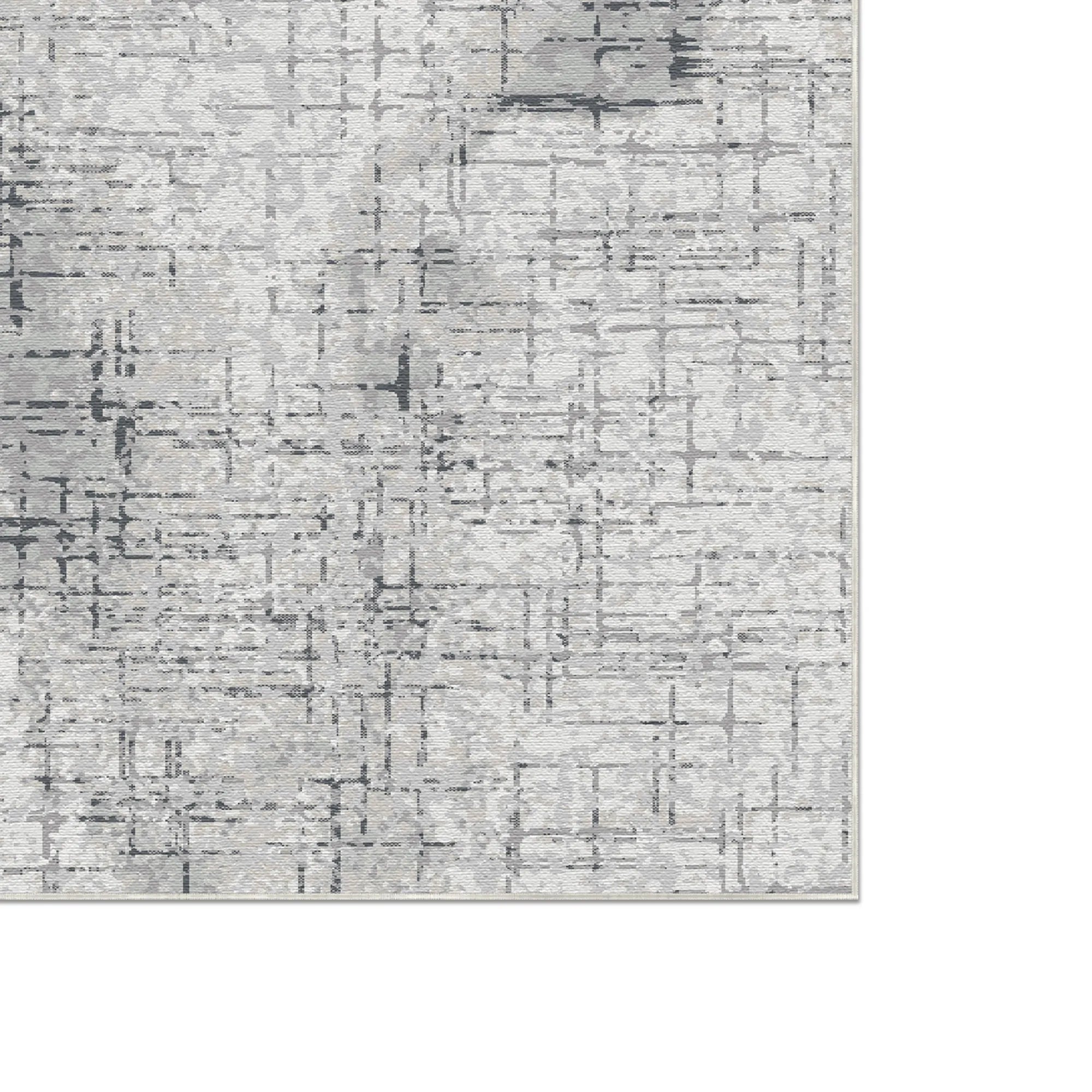 Slate Crosshatch Abstract Grau Teppich