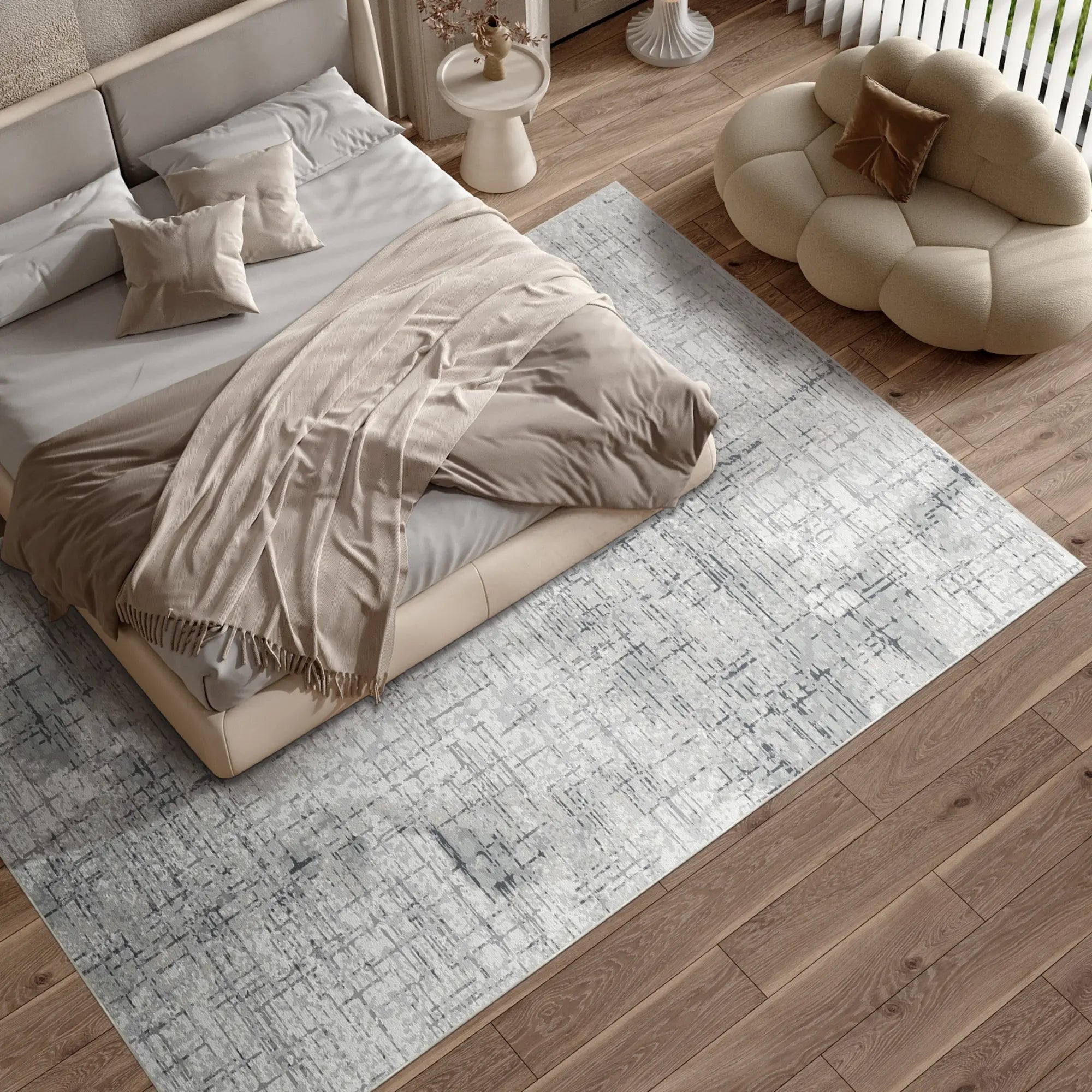 Slate Crosshatch Abstract Grau Teppich