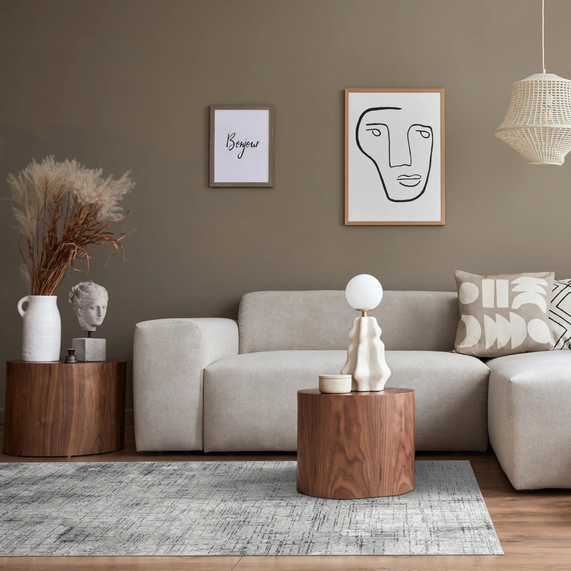 Slate Crosshatch Abstract Grau Teppich